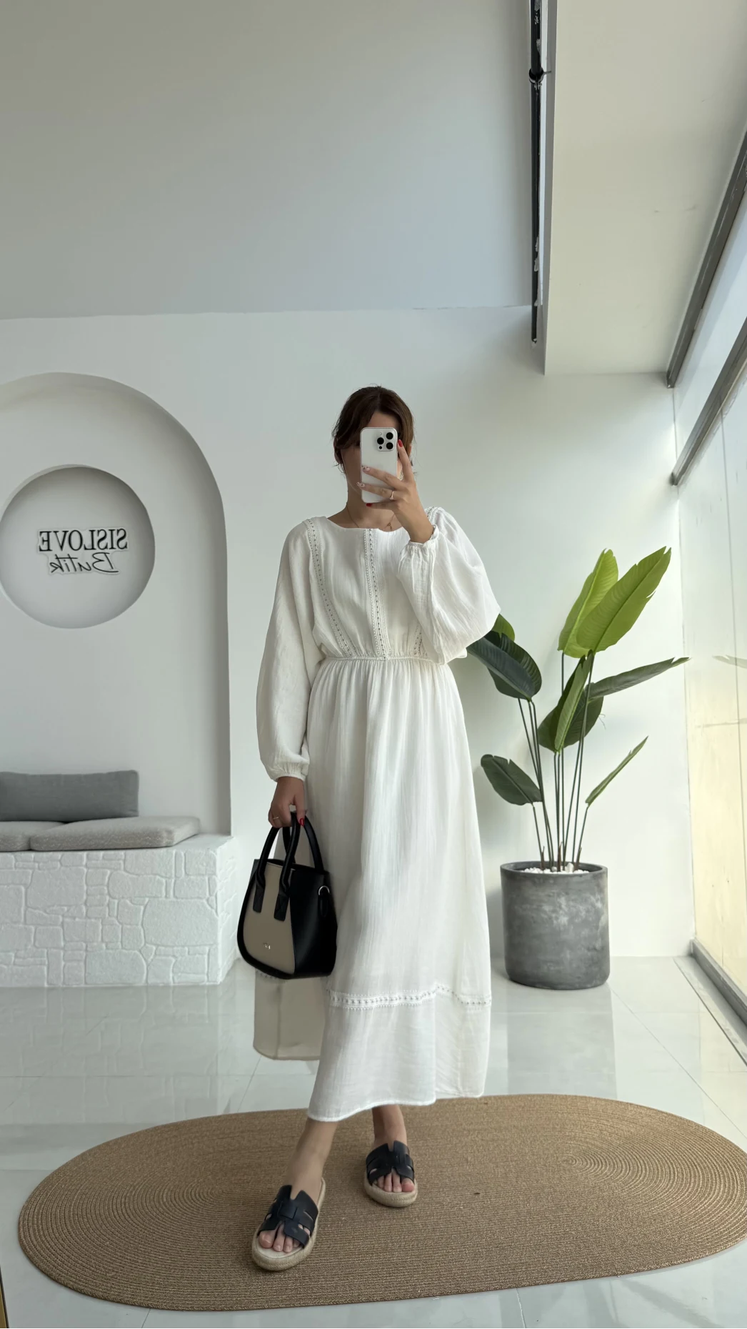 Lenora Zımba Detay Elbise - Kırık Beyaz - 3037