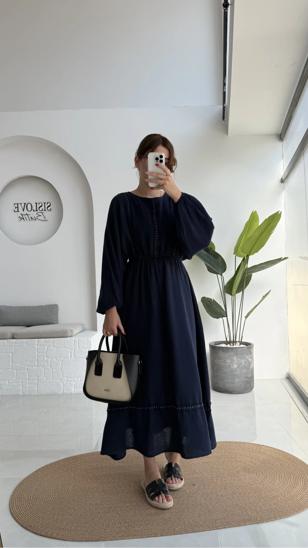 Lenora Zımba Detay Elbise - Lacivert - 3037