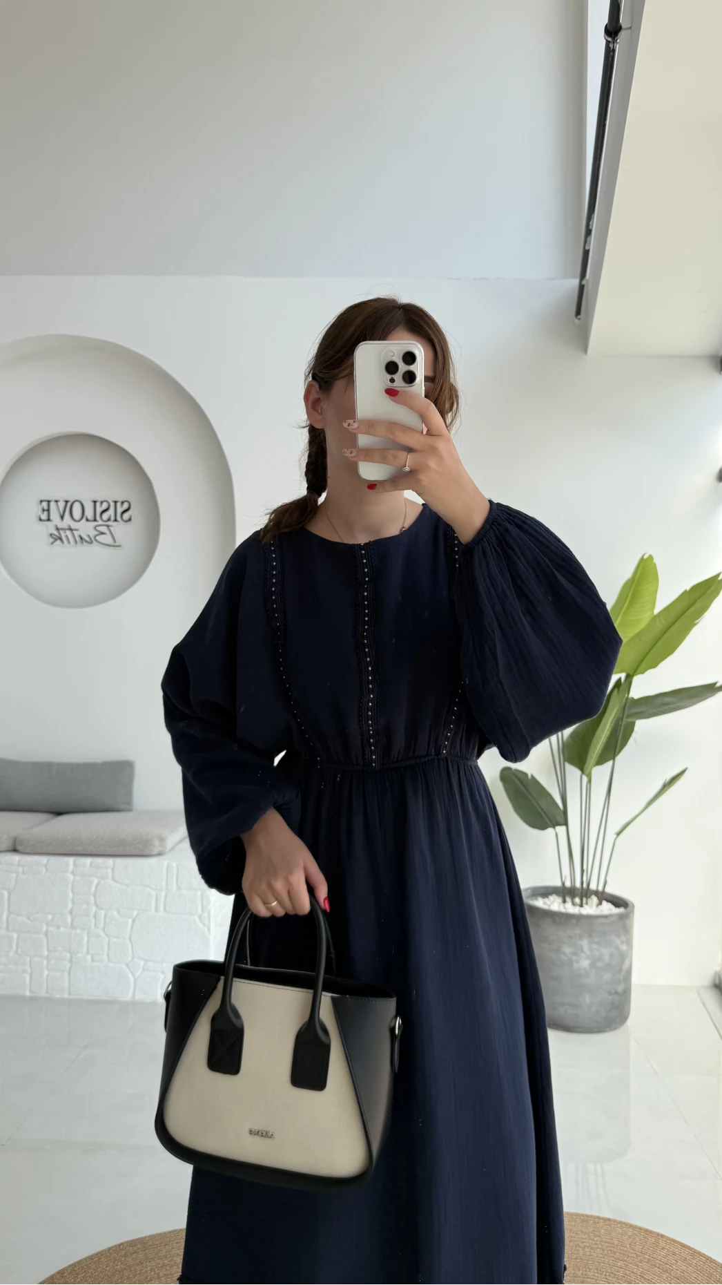 Lenora Zımba Detay Elbise - Lacivert - 3037