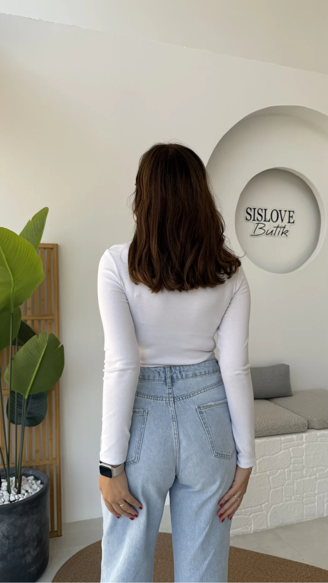 Leona Polo Yaka Uzun Kollu Bluz - Beyaz