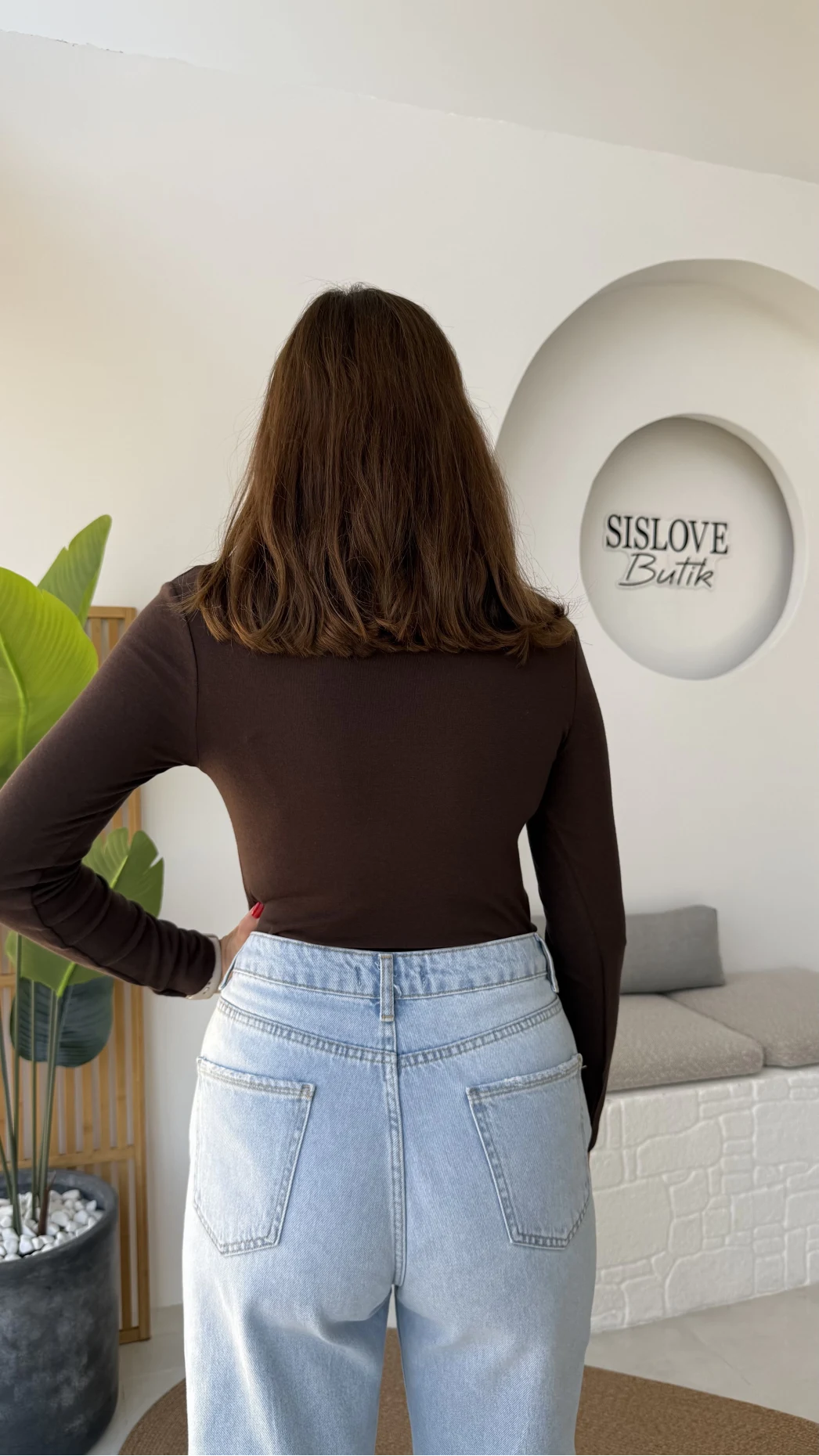 Leona Polo Yaka Uzun Kollu Bluz - Kahve