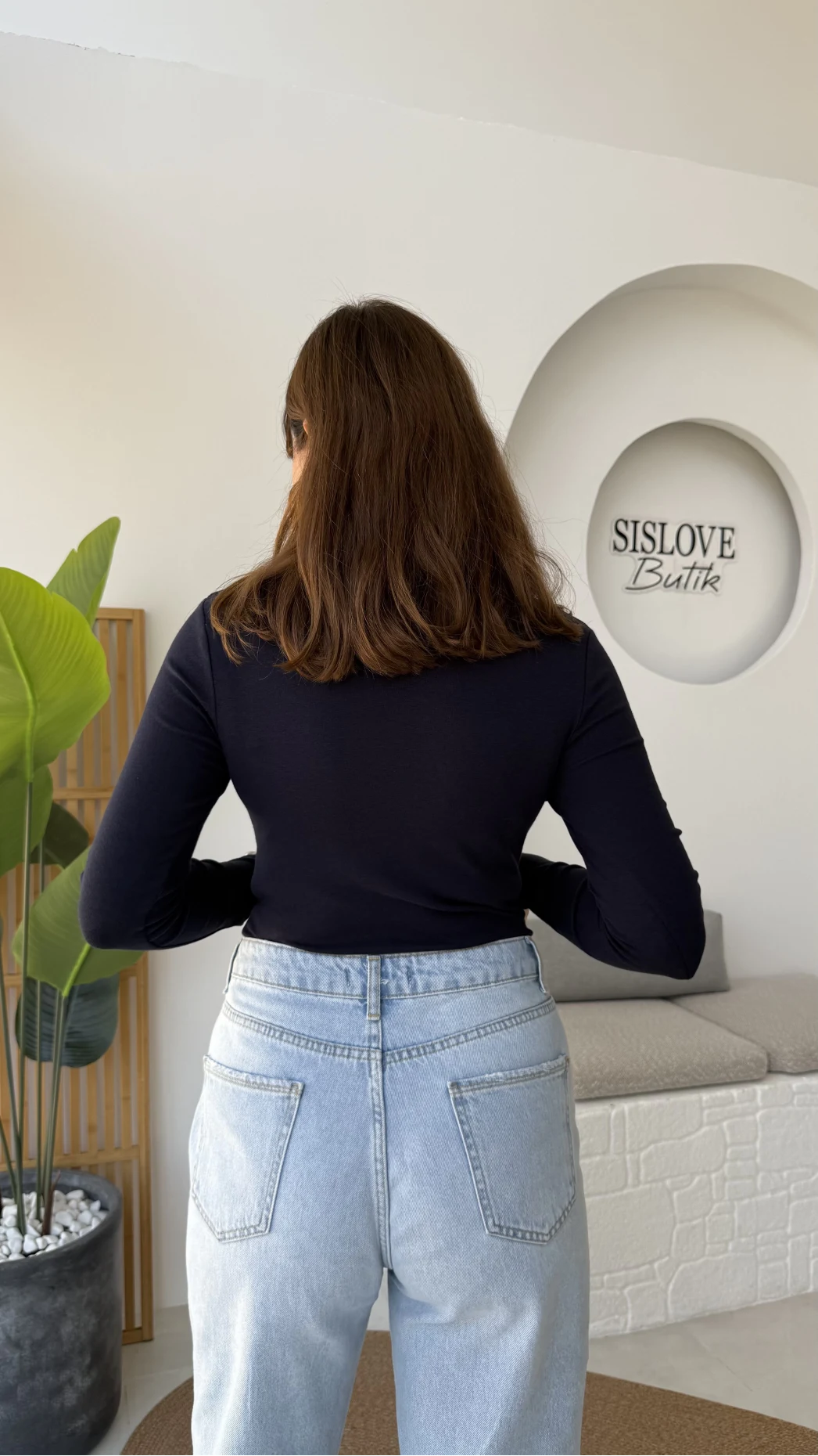 Leona Polo Yaka Uzun Kollu Bluz - Lacivert