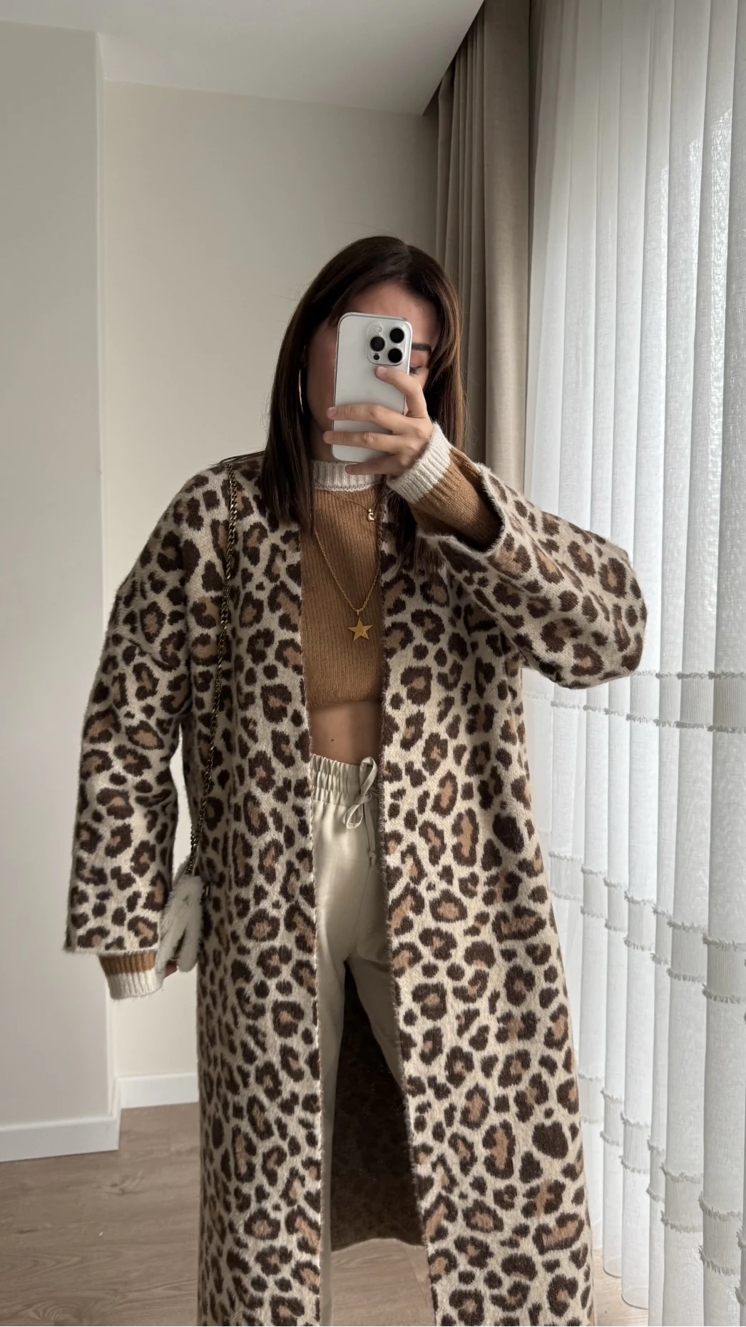 Leoparlı Uzun Hırka