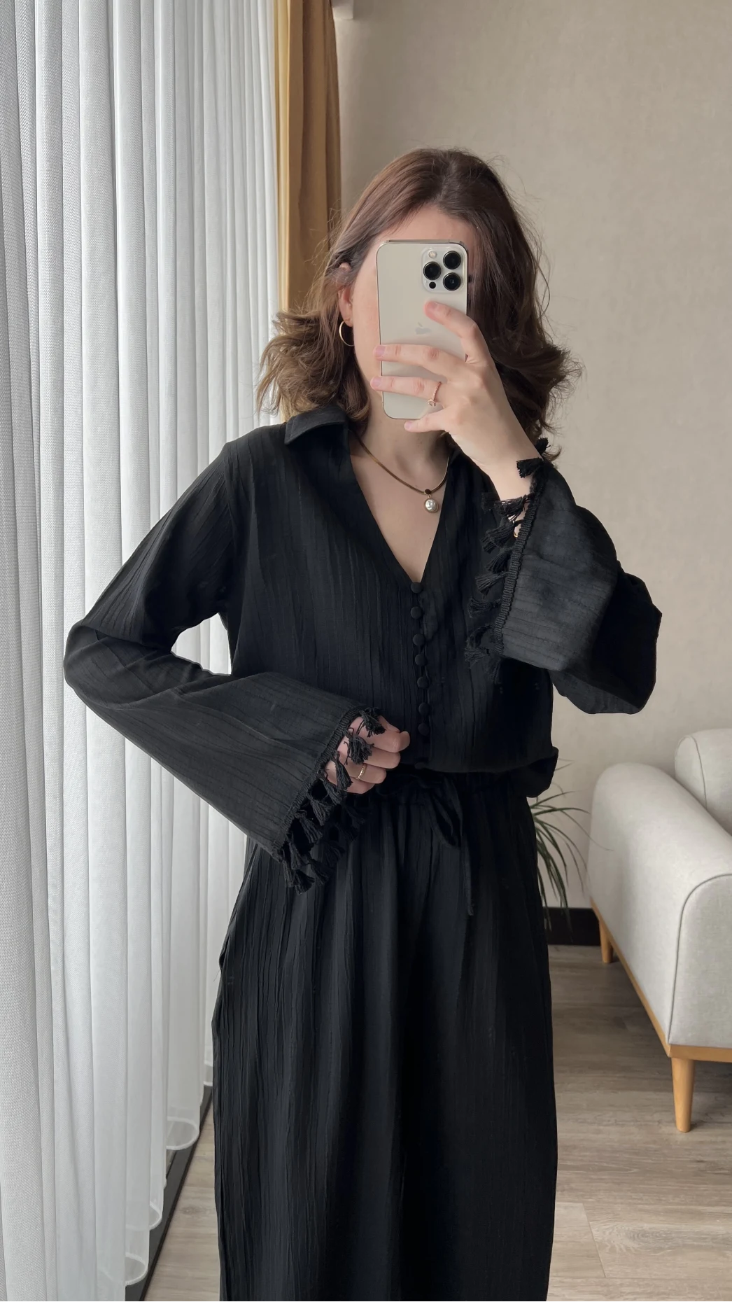 Libby Gofre Siyah Takım