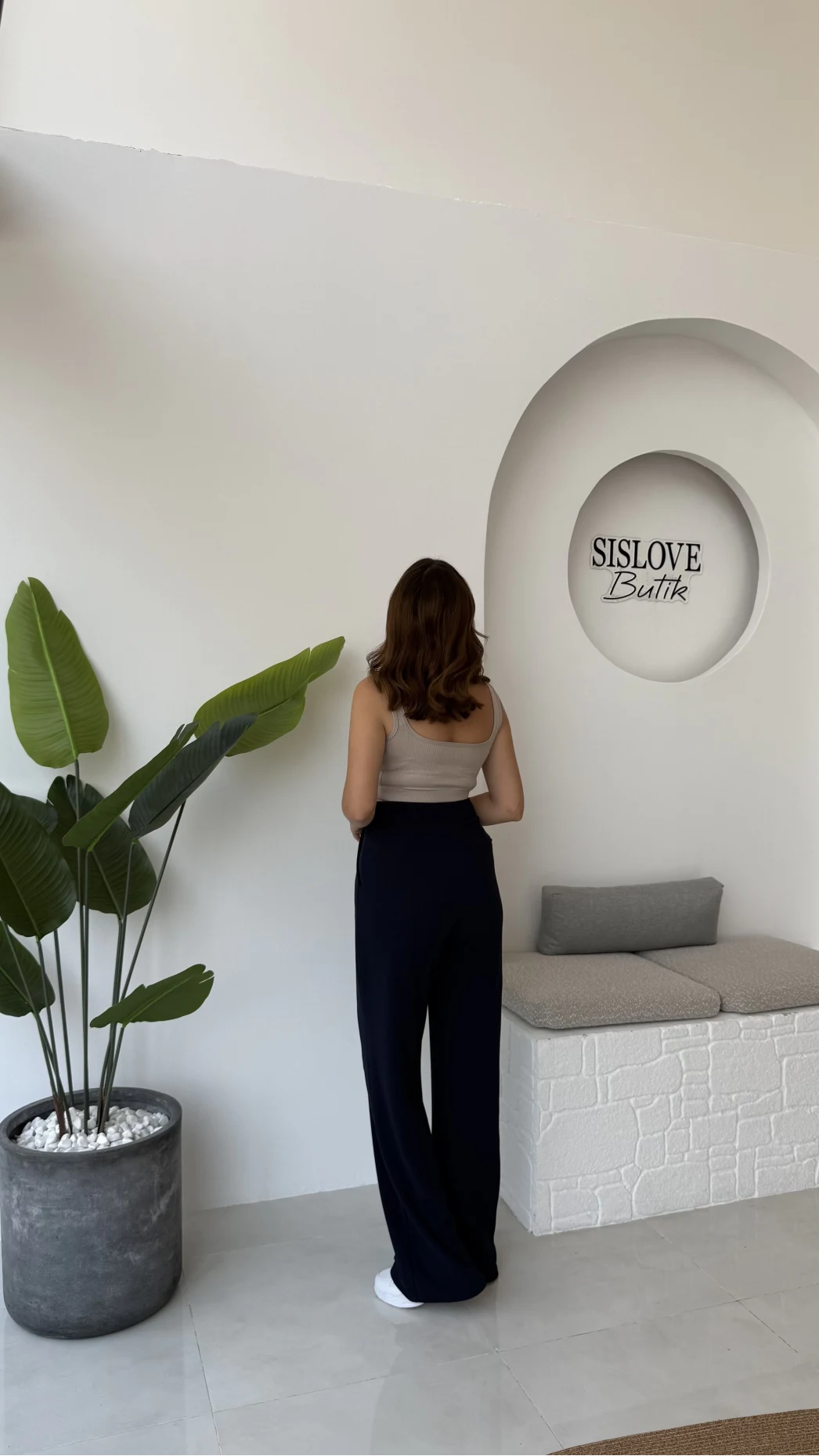 Likralı Cırtlı Palazzo Pantolon - Lacivert