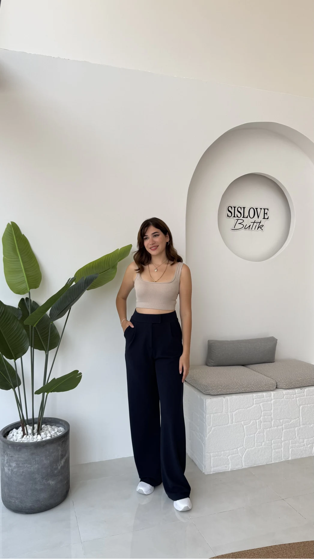 Likralı Cırtlı Palazzo Pantolon - Lacivert