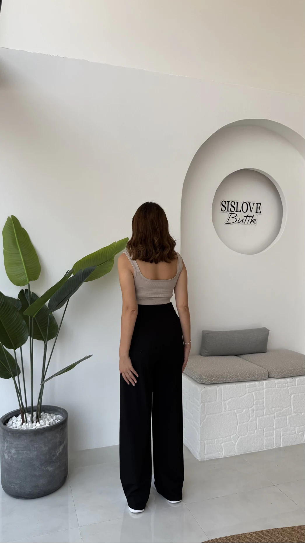 Likralı Cırtlı Palazzo Pantolon - Siyah