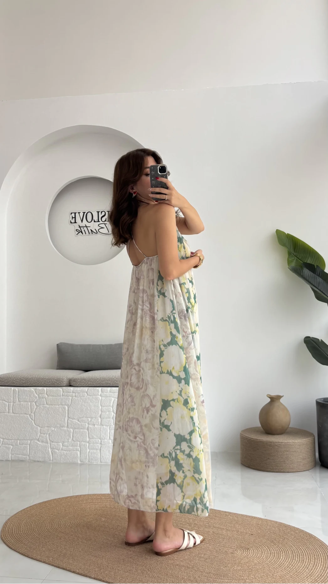 Lime Askılı Dökümlü Elbise - Koyu Ton 2 - 3321