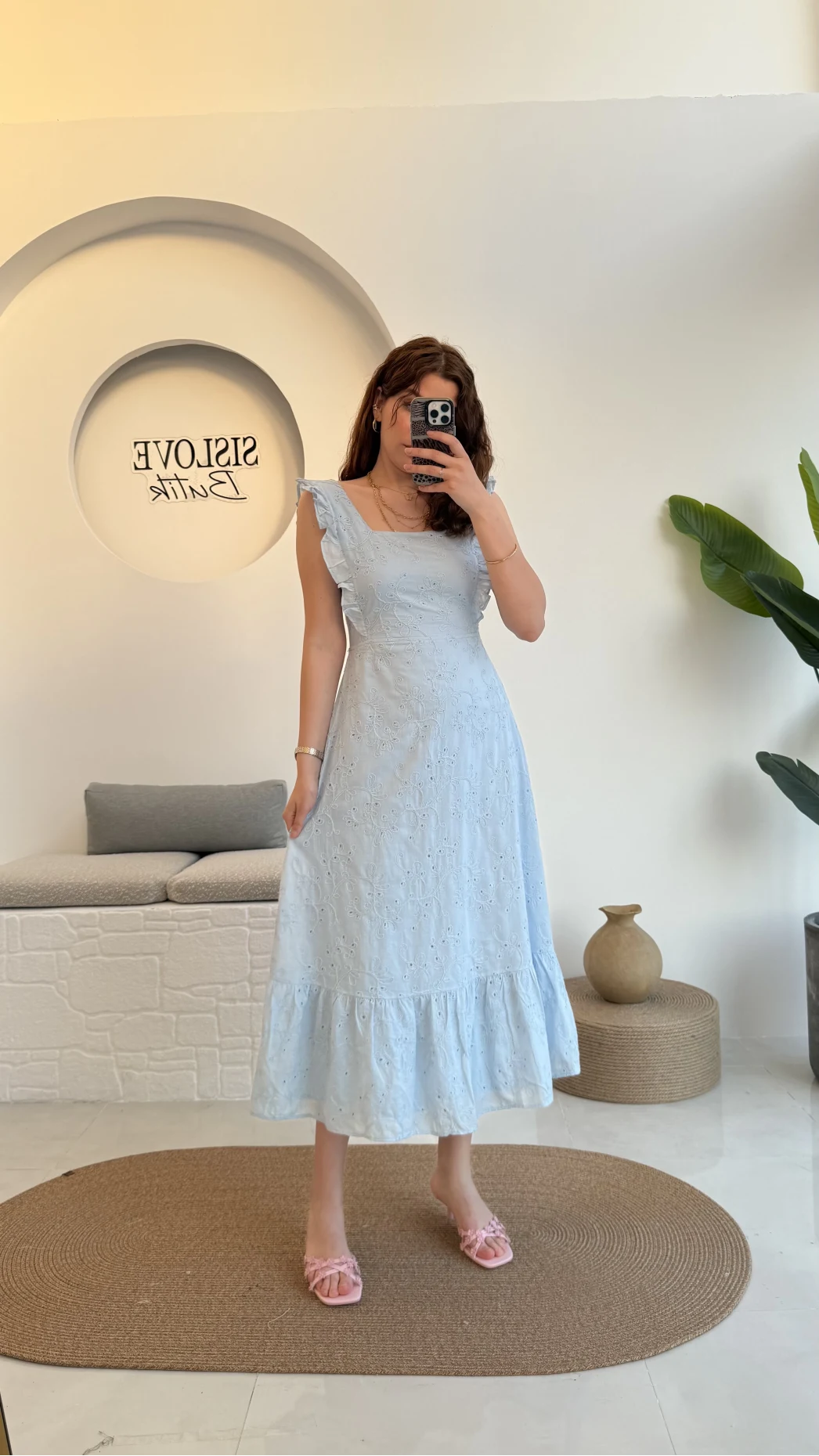 Limo Brode Elbise - Mavi