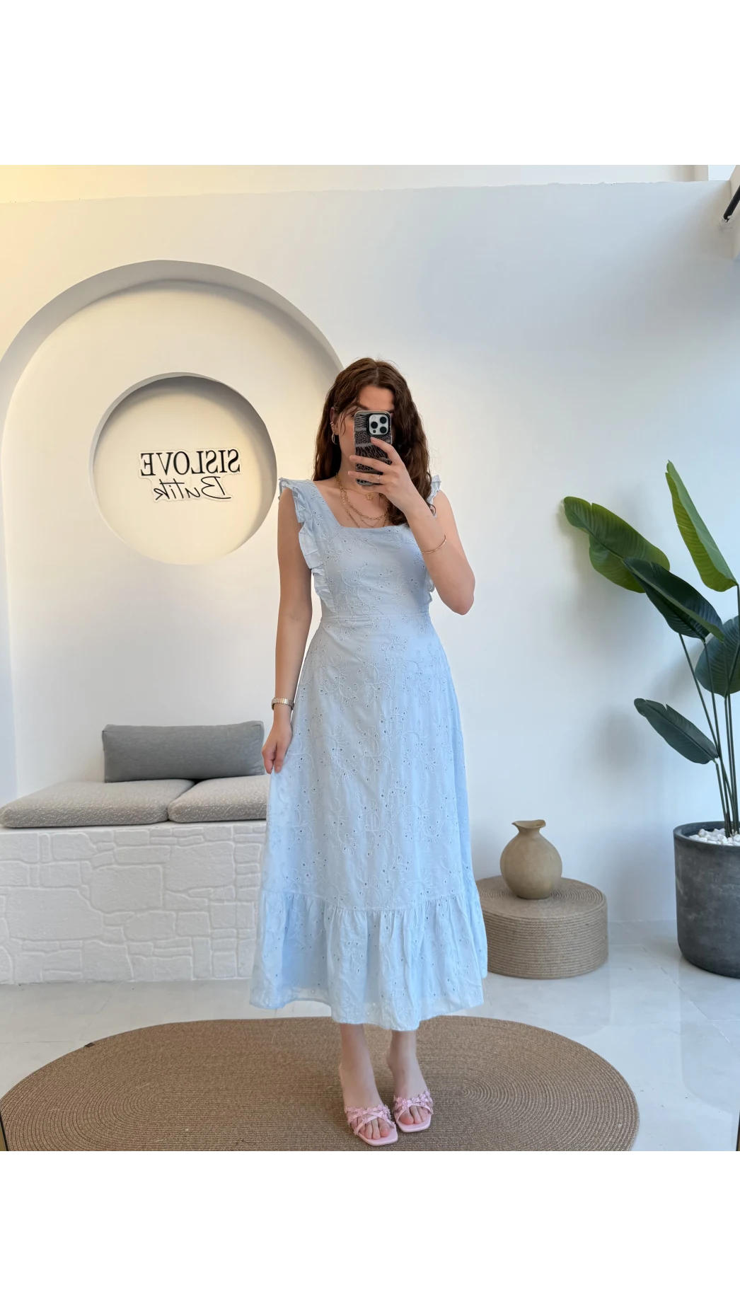 Limo Brode Elbise - Mavi