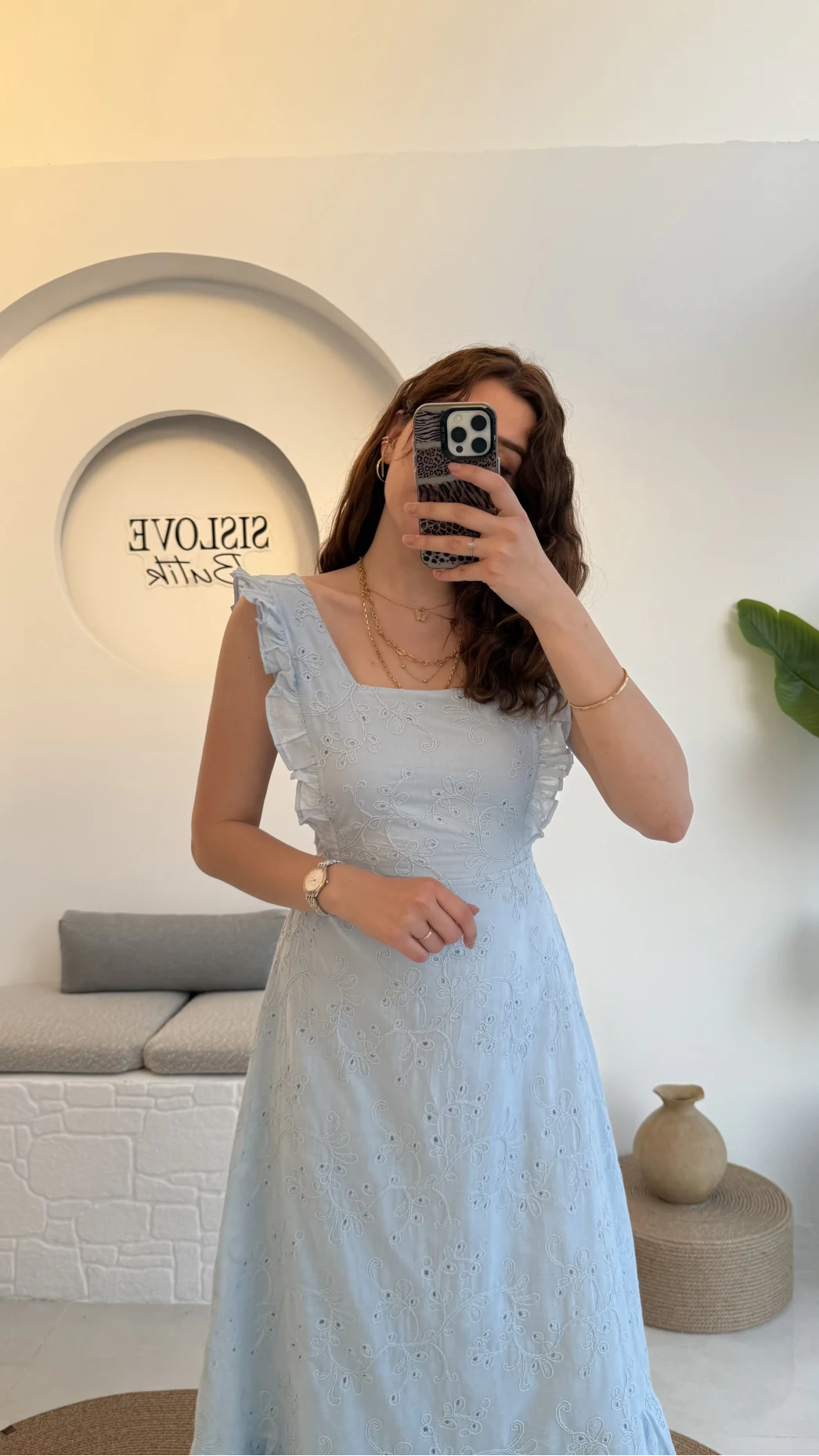 Limo Brode Elbise - Mavi