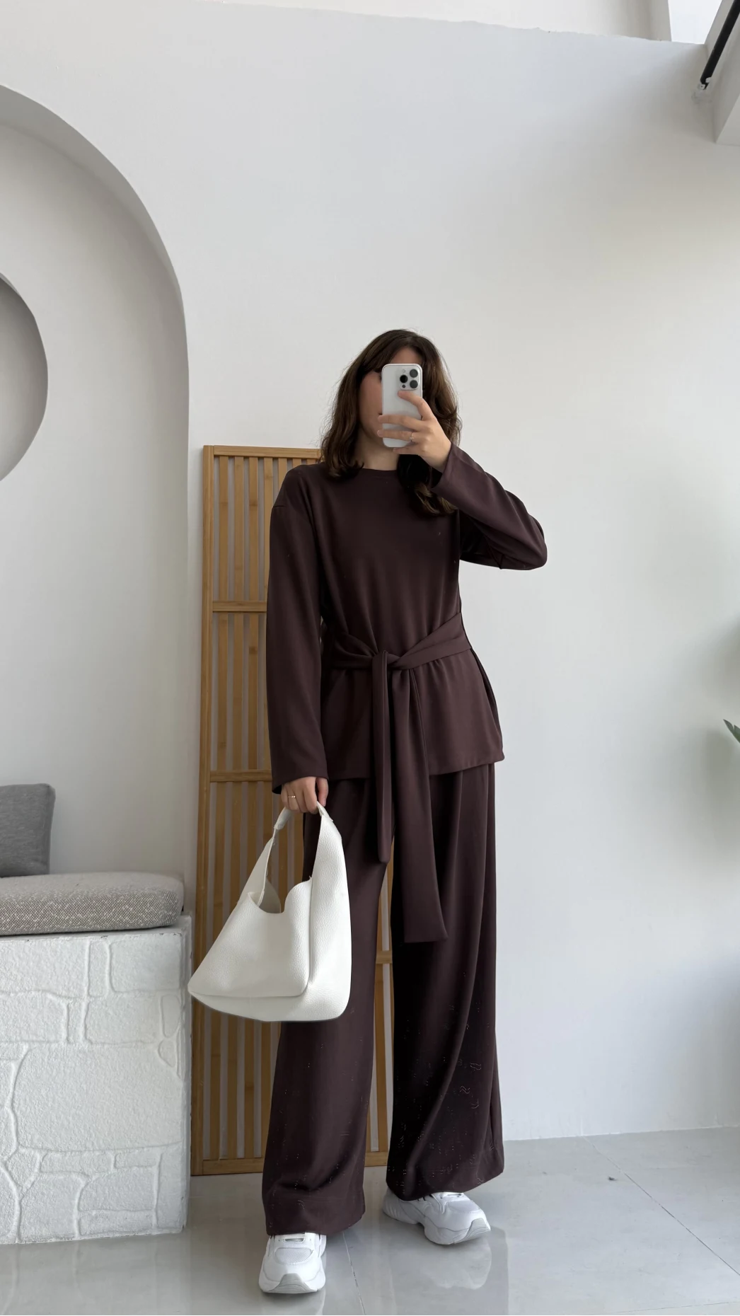 Liona Kuşaklı Modal Takım Acı Kahve