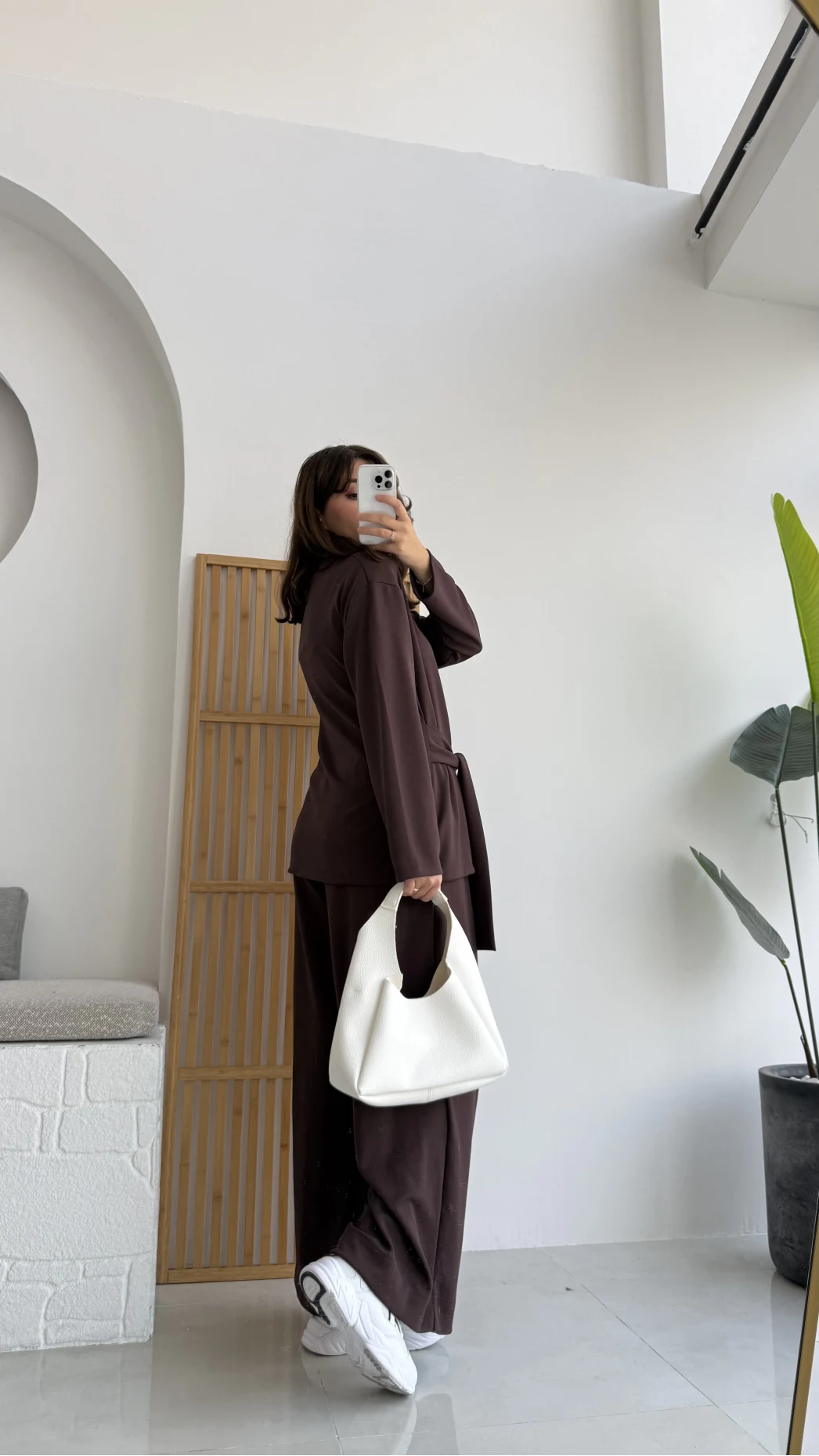 Liona Kuşaklı Modal Takım Acı Kahve