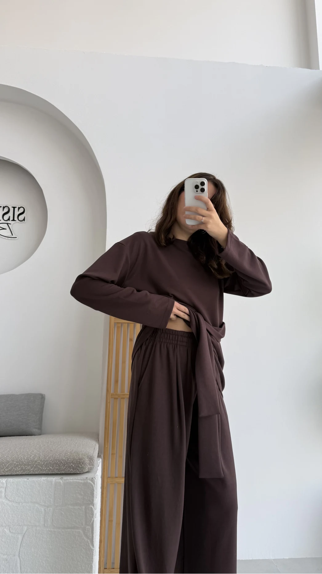 Liona Kuşaklı Modal Takım Acı Kahve