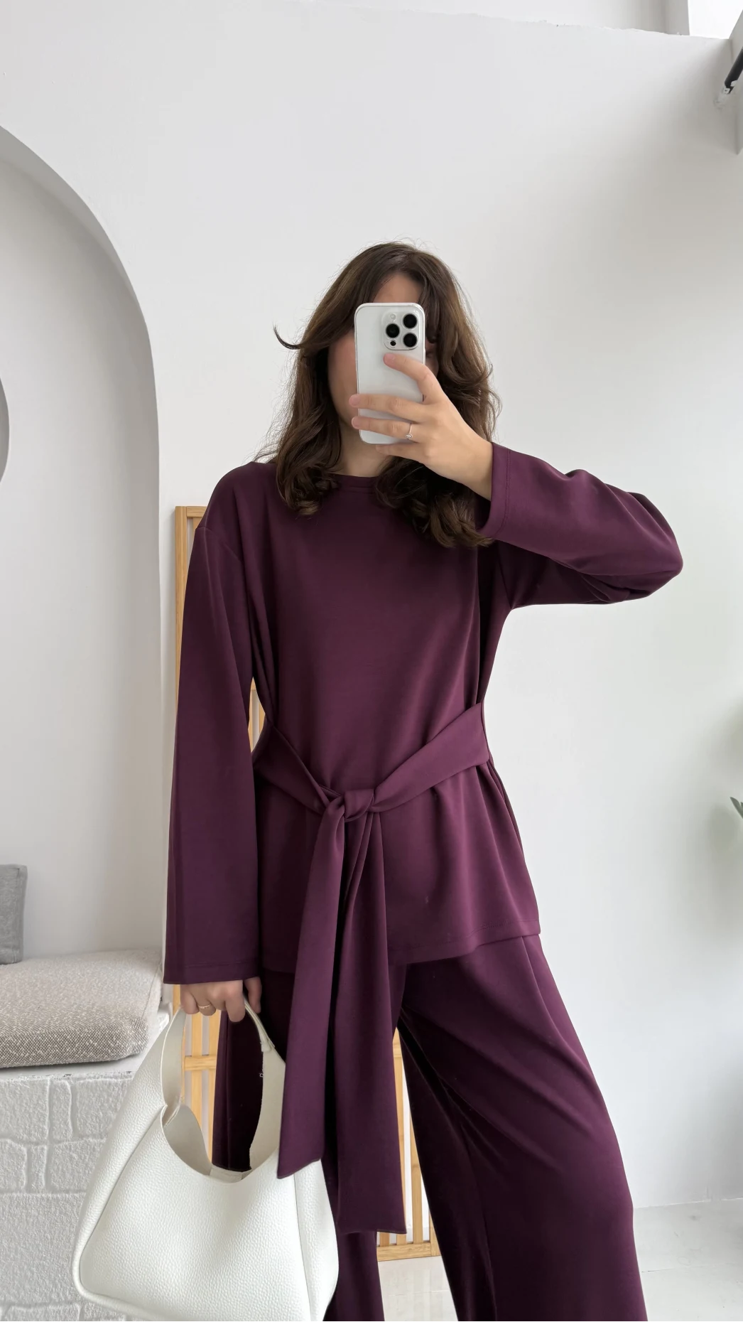 Liona Kuşaklı Modal Takım Bordo