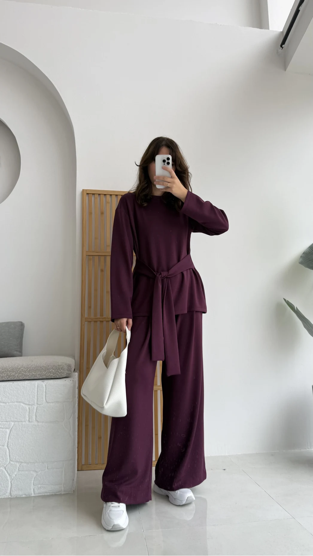 Liona Kuşaklı Modal Takım Bordo