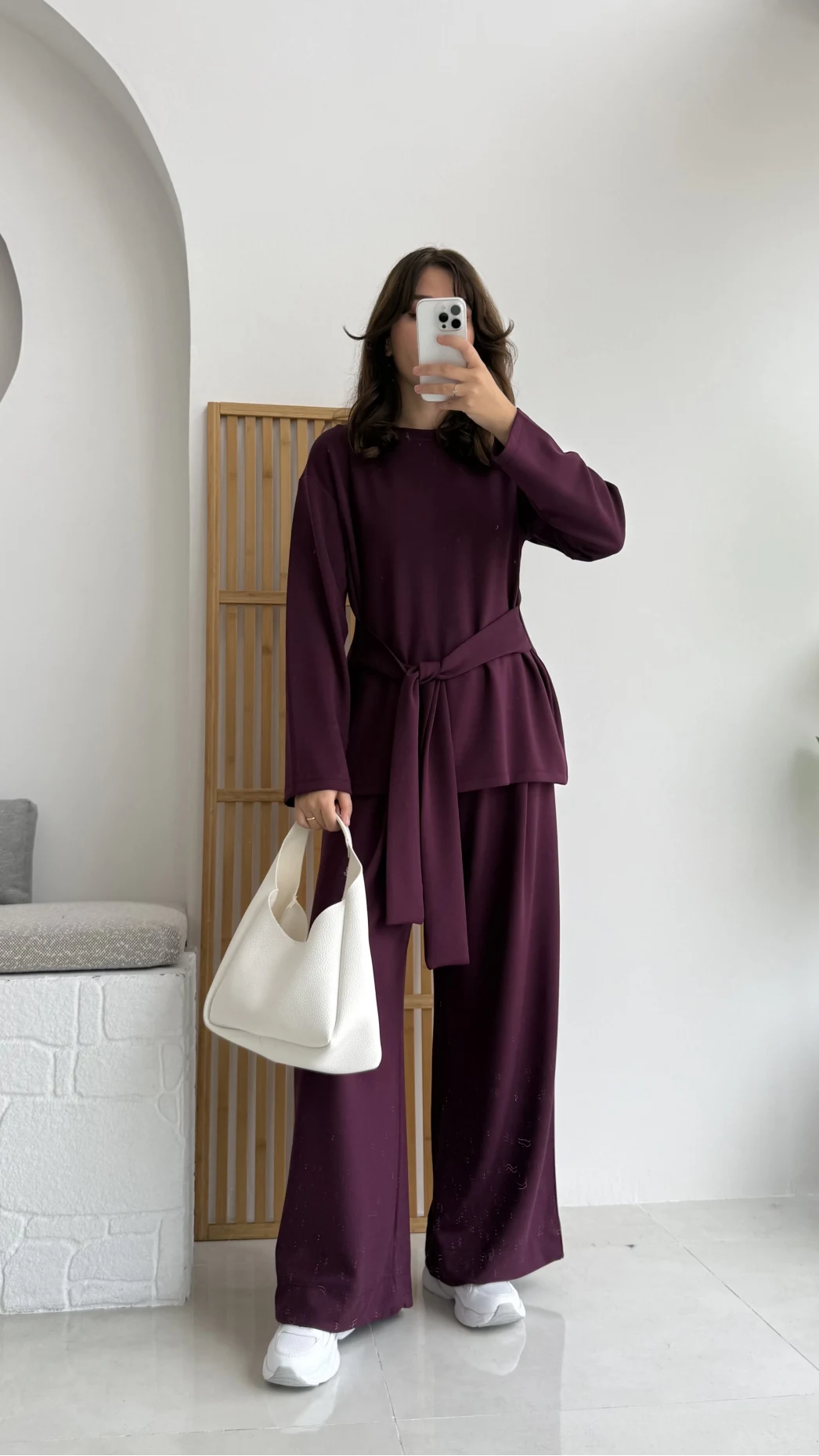 Liona Kuşaklı Modal Takım Bordo
