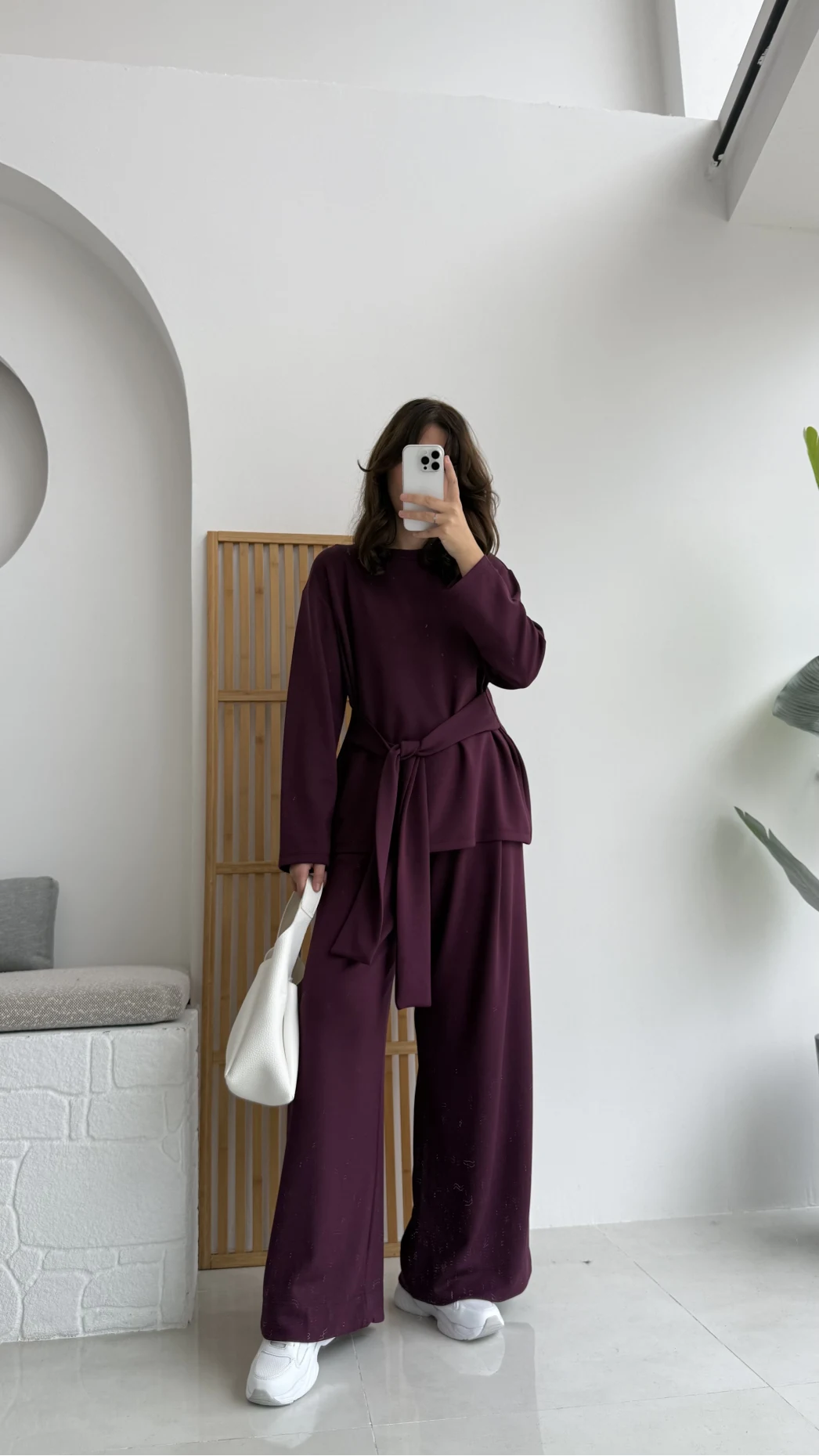 Liona Kuşaklı Modal Takım Bordo