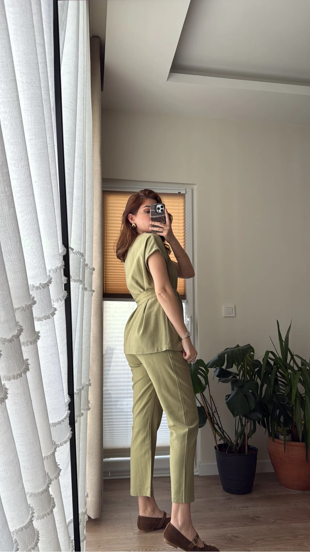 Lipa Omuz Detay Kuşaklı Takım - Haki - 8644