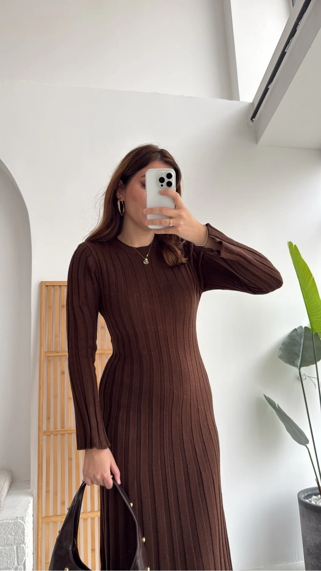 Livya Triko Elbise - Acı Kahve - Kod: 258585