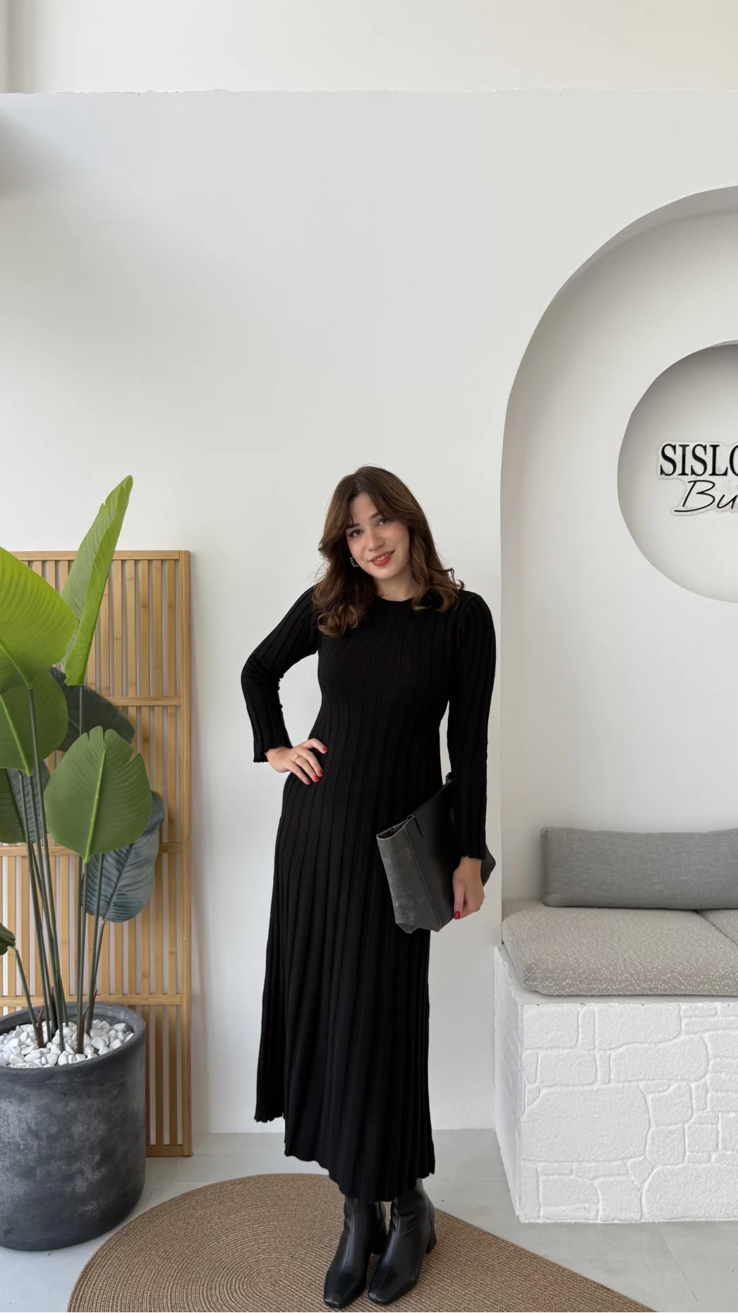 Livya Triko Elbise - Siyah - Kod: 258585