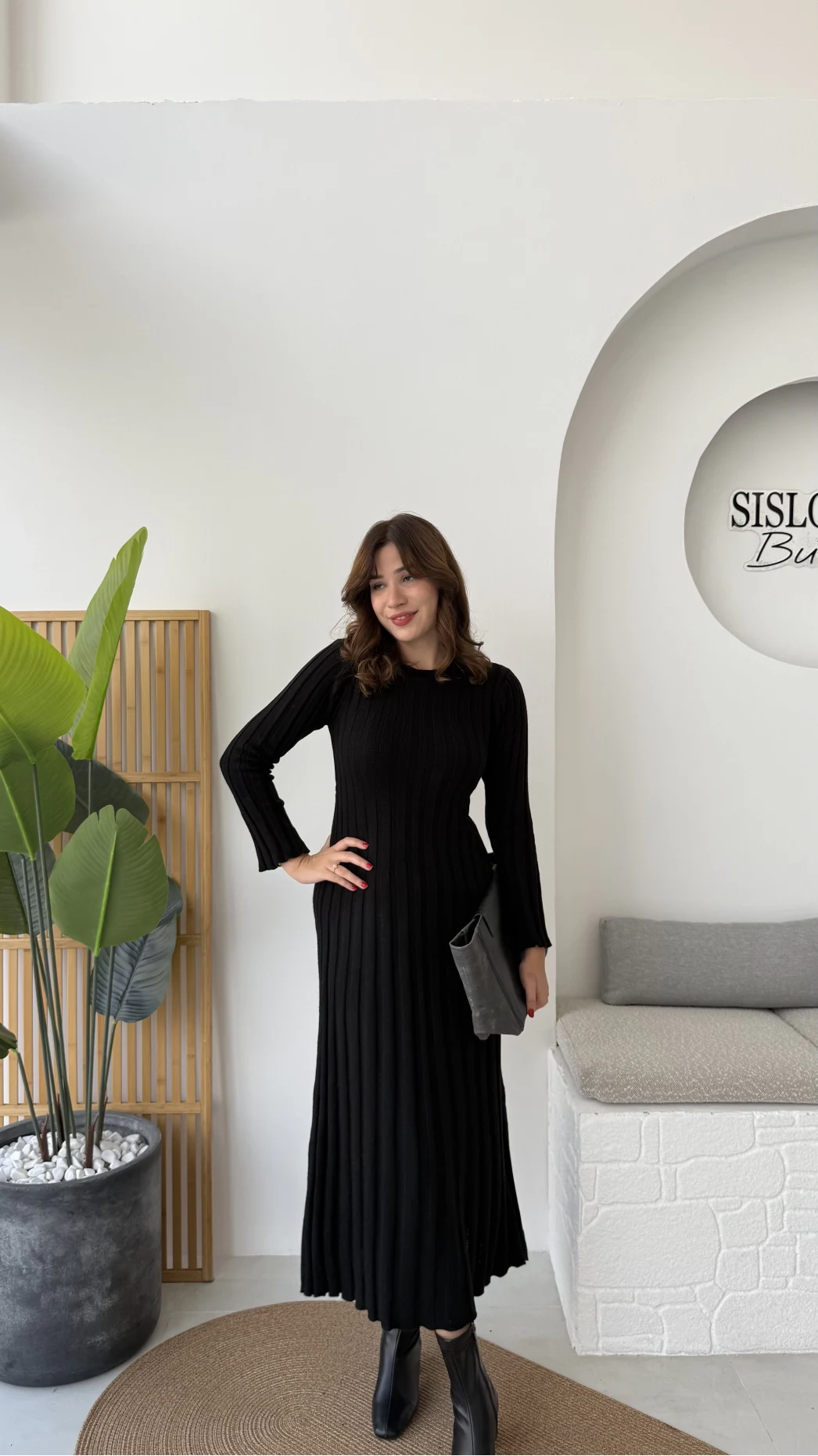 Livya Triko Elbise - Siyah - Kod: 258585