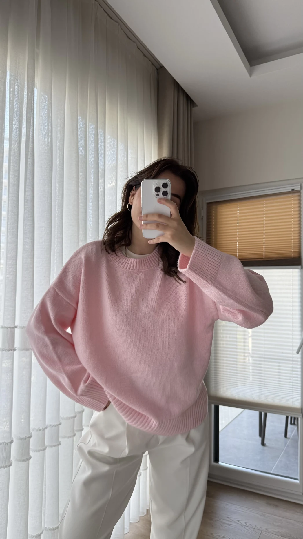 Liza Bisiklet Yaka Kazak Pembe