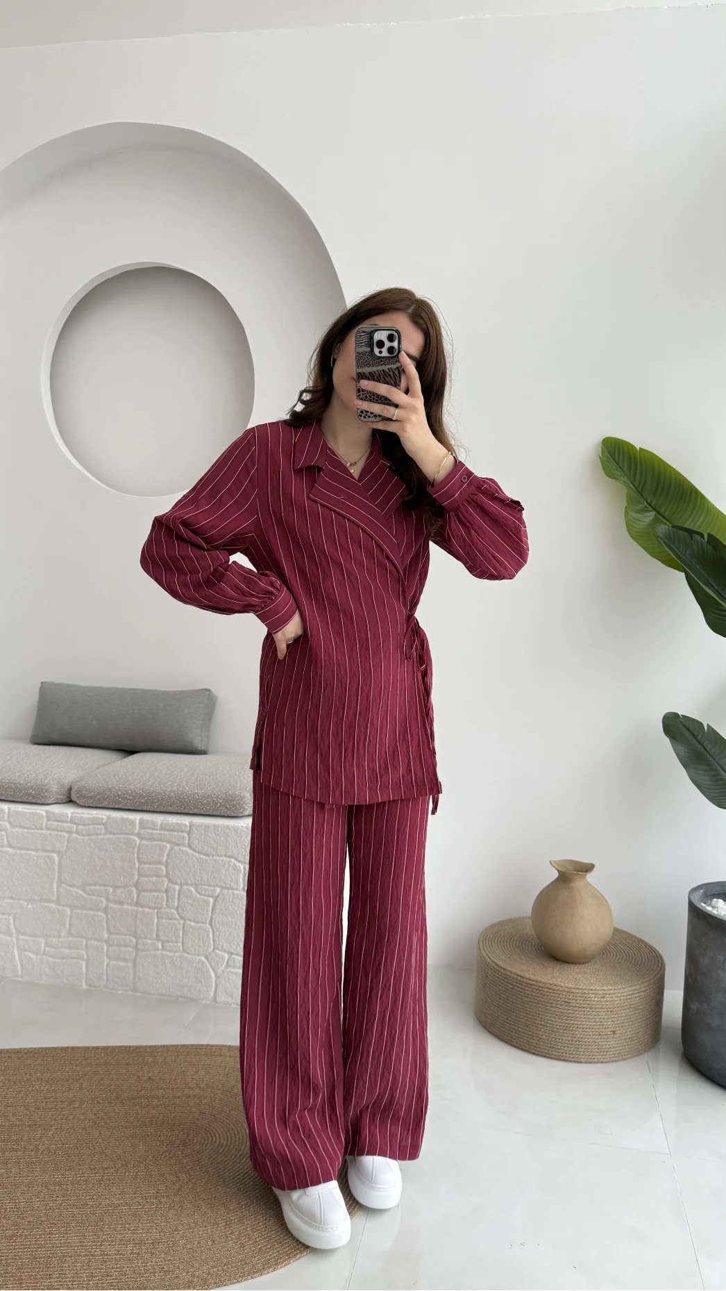 Lola Çizgili Tensel Takım - Bordo