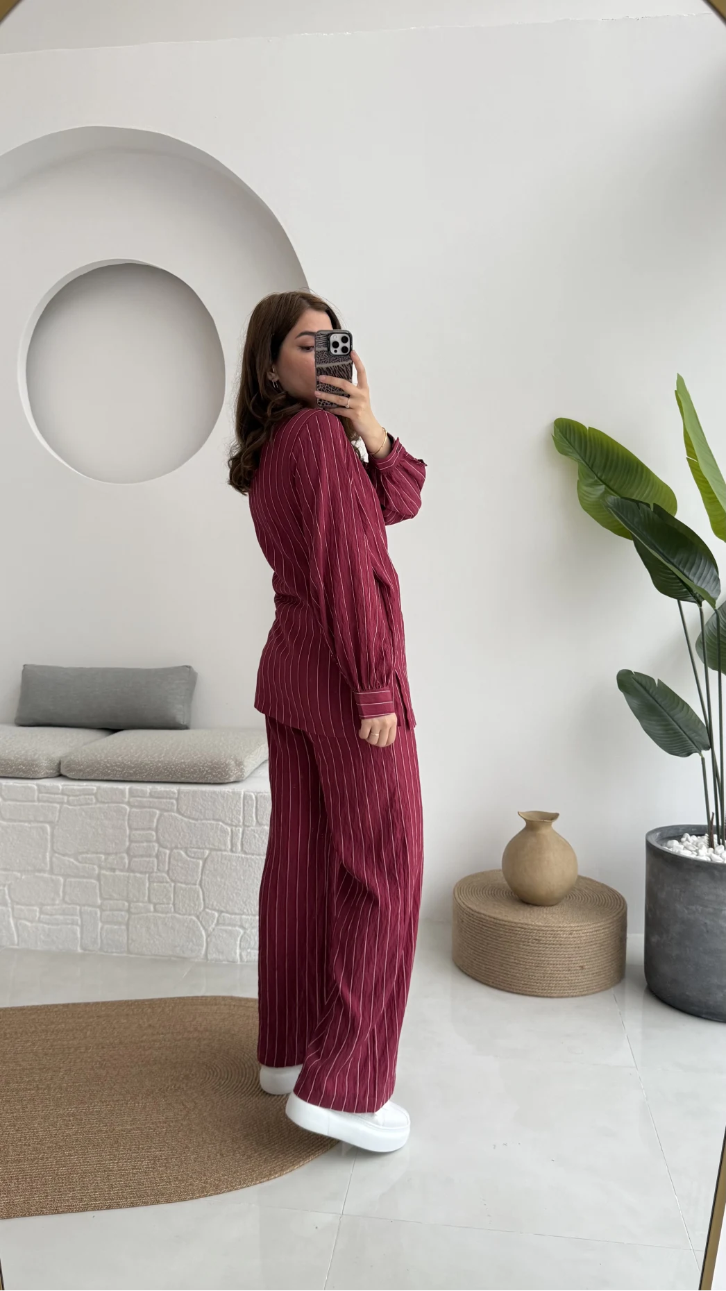 Lola Çizgili Tensel Takım - Bordo
