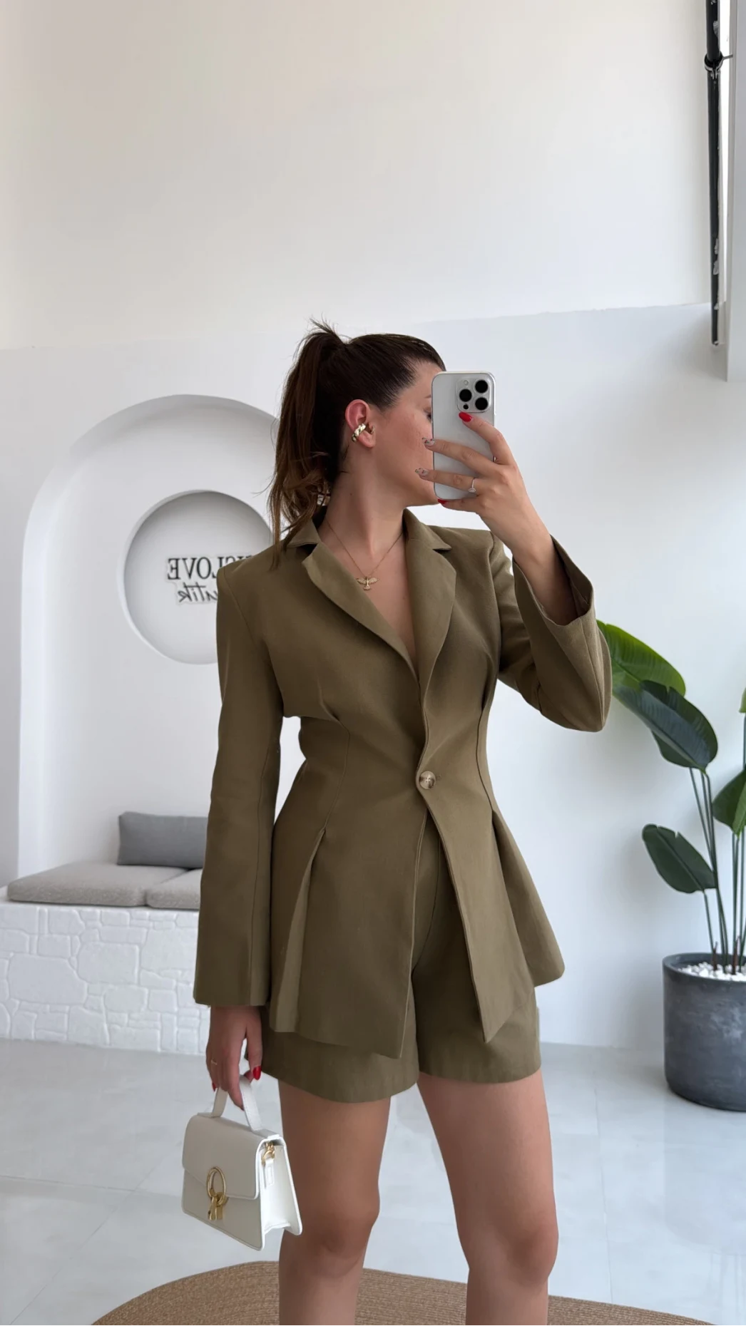 Loli Blazer Ceket Şort Takım - Haki - 0431