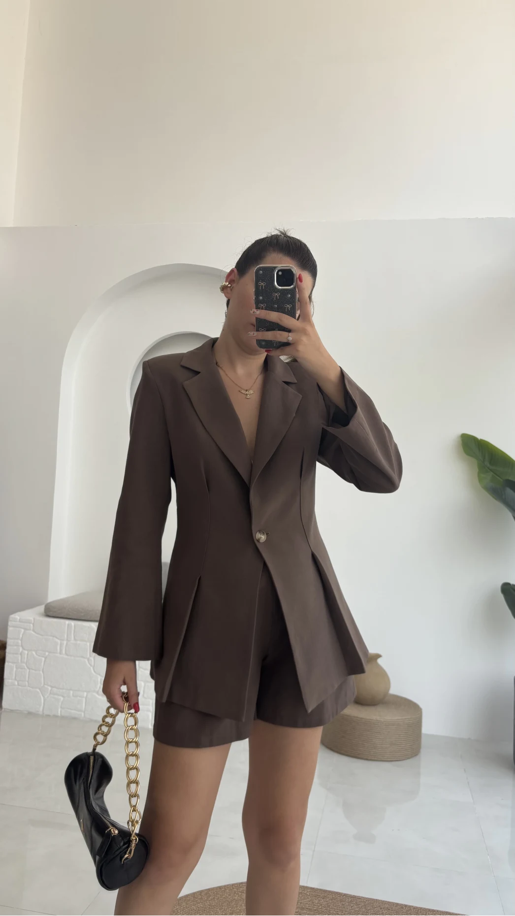 Loli Blazer Ceket Şort Takım - Kahve - 0431