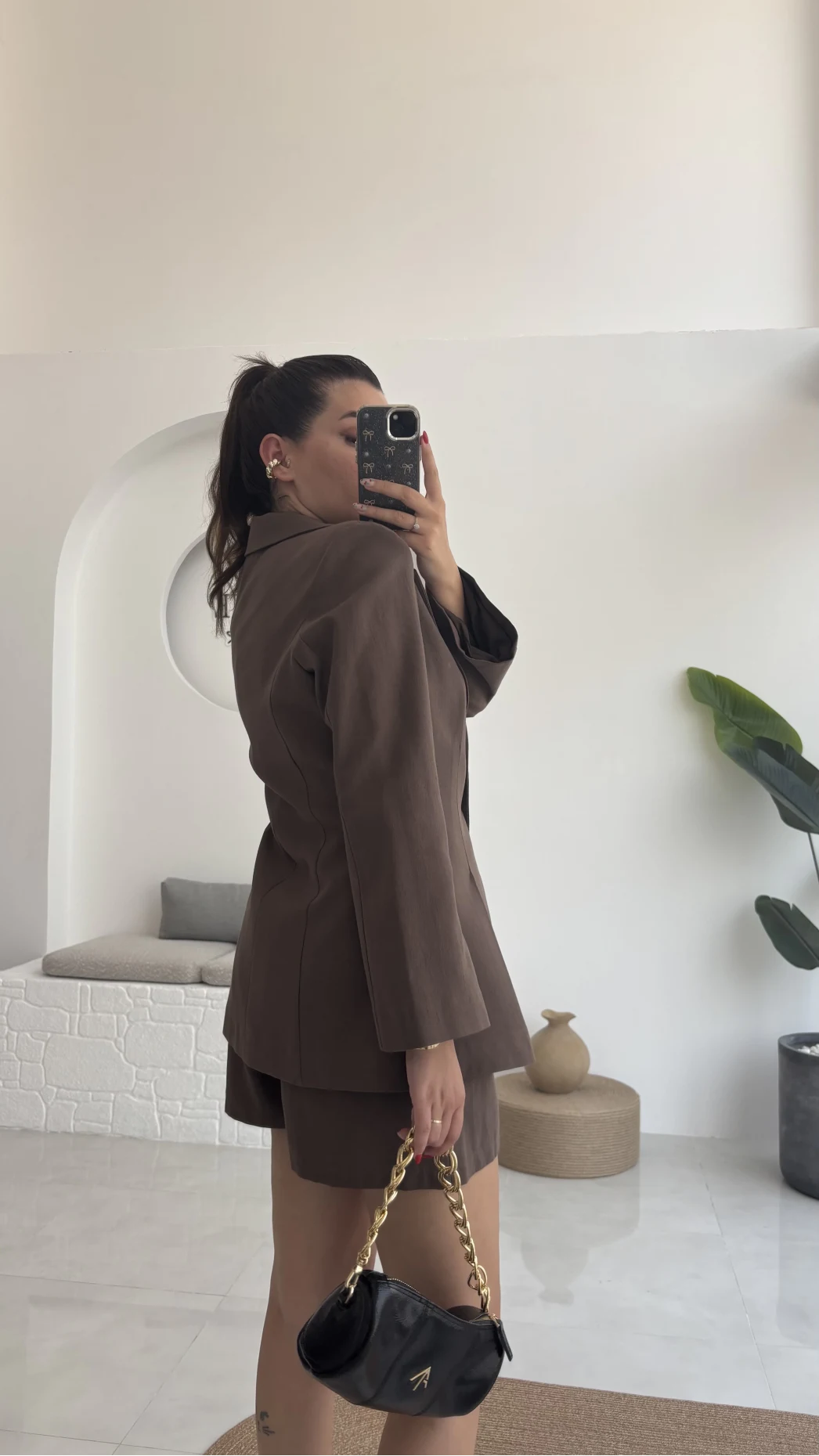 Loli Blazer Ceket Şort Takım - Kahve - 0431