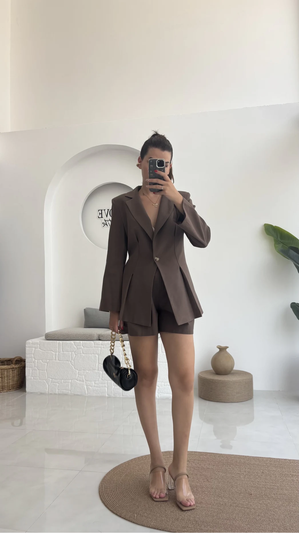 Loli Blazer Ceket Şort Takım - Kahve - 0431