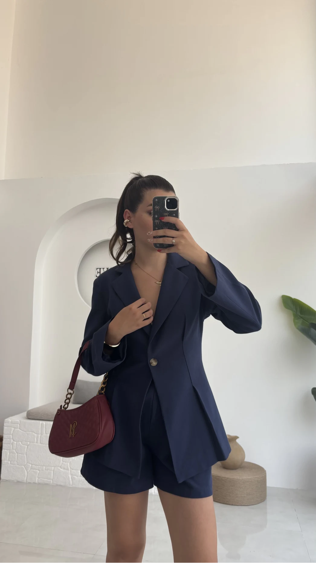 Loli Blazer Ceket Şort Takım - Lacivert - 0431