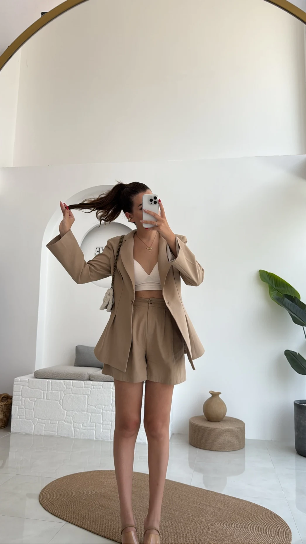 Loli Blazer Ceket Şort Takım - Vizon - 0431