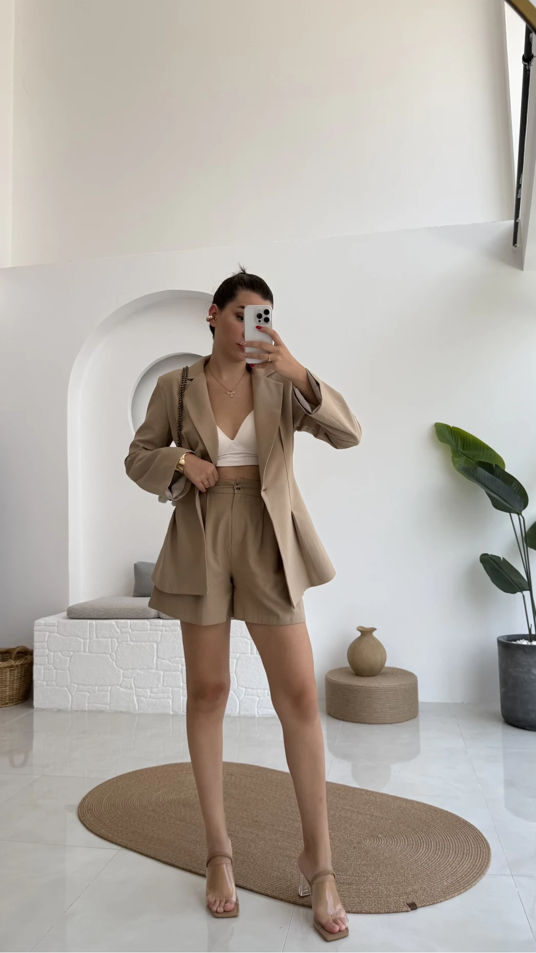 Loli Blazer Ceket Şort Takım - Vizon - 0431