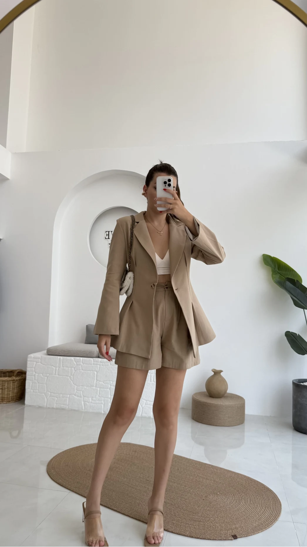 Loli Blazer Ceket Şort Takım - Vizon - 0431