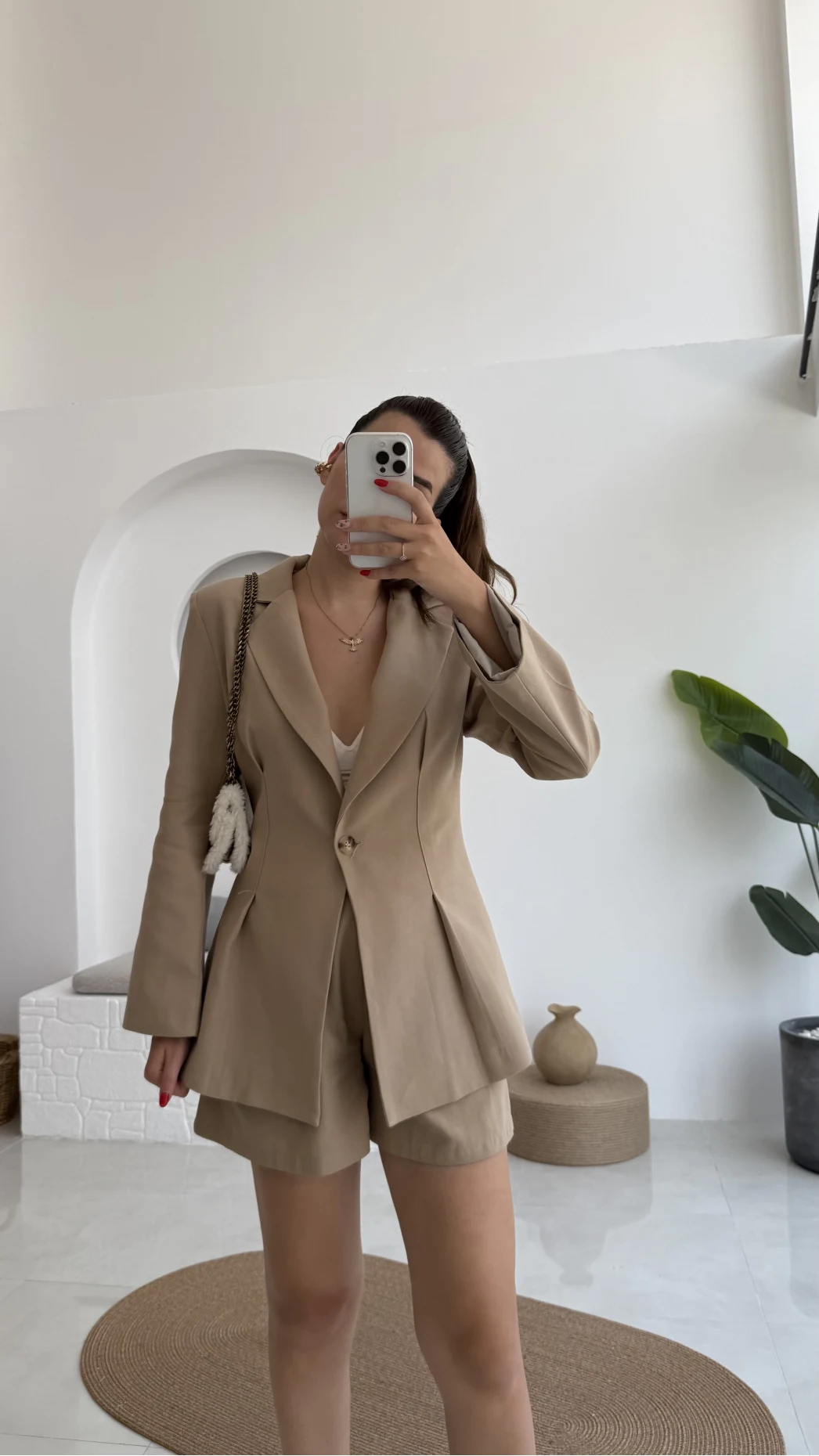 Loli Blazer Ceket Şort Takım - Vizon - 0431