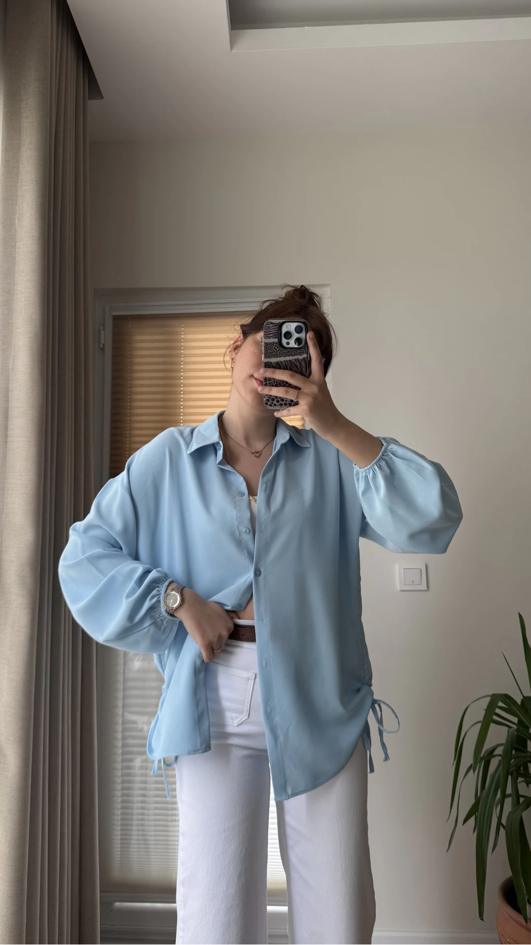 Lolo Büzgülü Gömlek Mavi