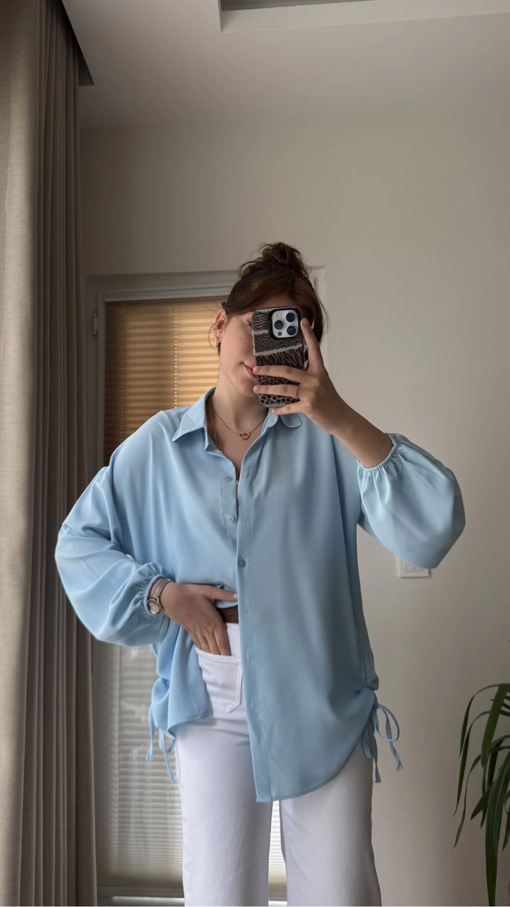 Lolo Büzgülü Gömlek Mavi