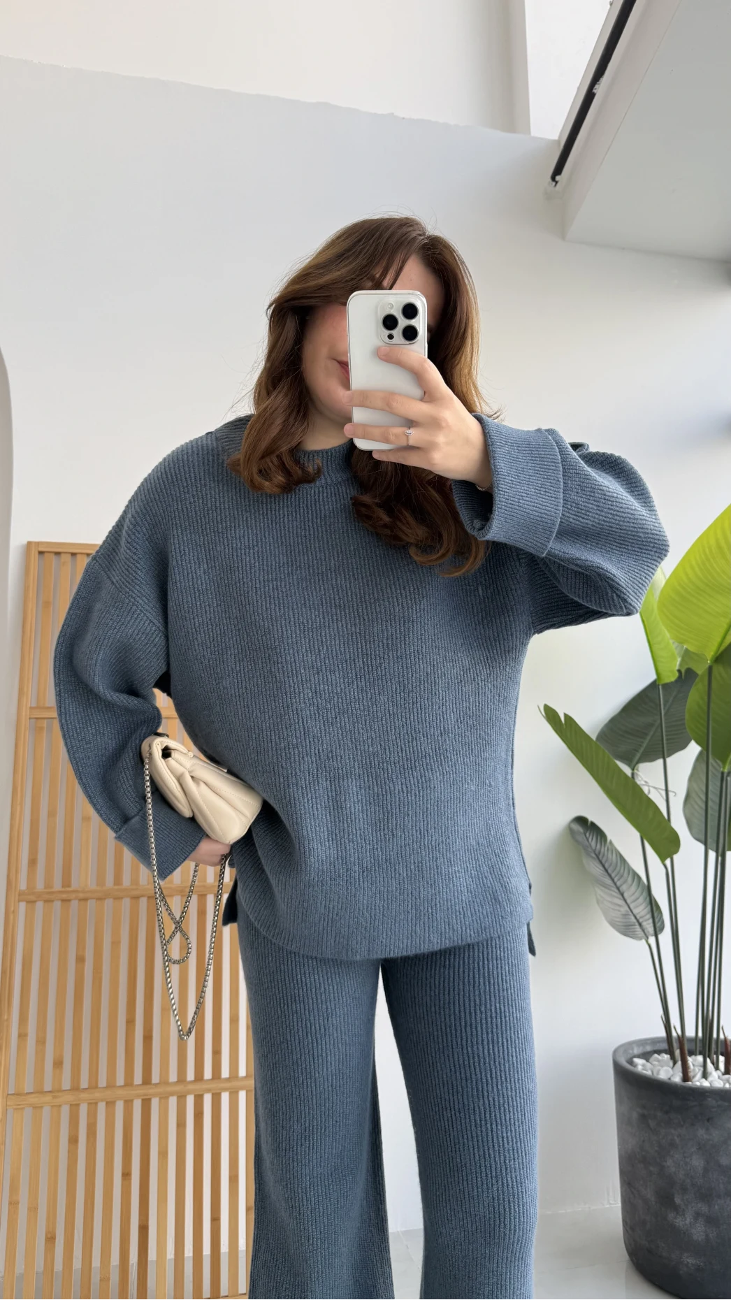 Lorenzo Bisiklet Yaka Kol Detaylı Örme Alt-Üst Takım - İndigo