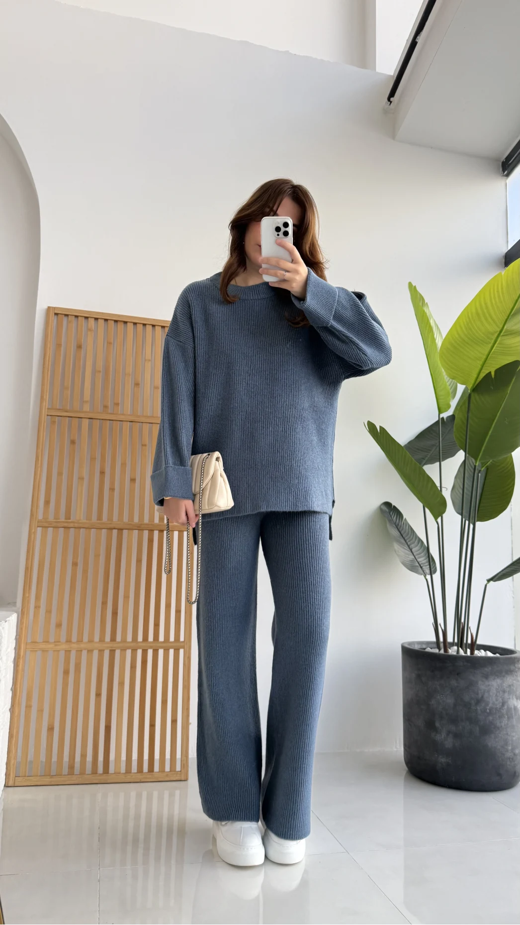 Lorenzo Bisiklet Yaka Kol Detaylı Örme Alt-Üst Takım - İndigo