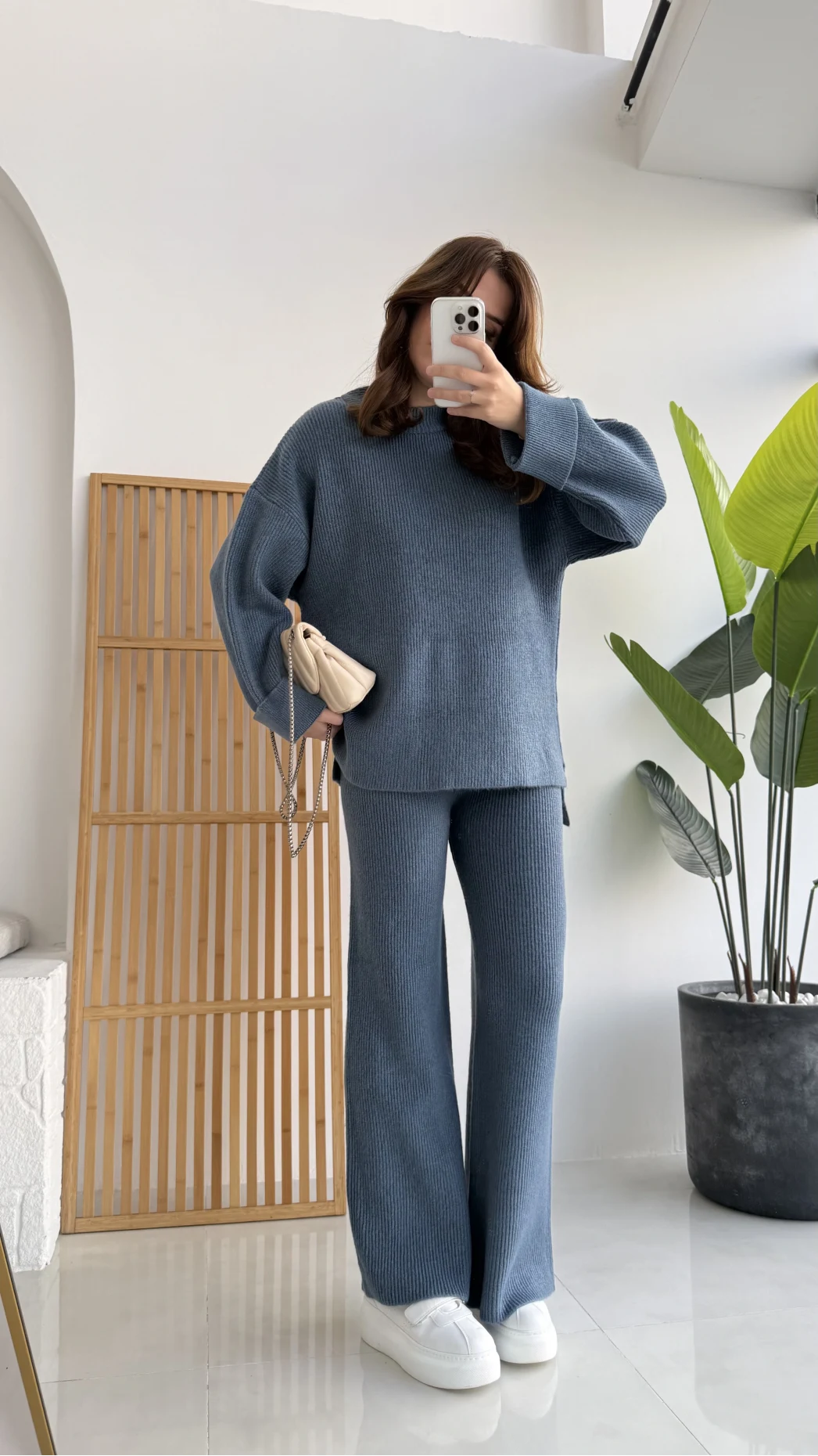 Lorenzo Bisiklet Yaka Kol Detaylı Örme Alt-Üst Takım - İndigo