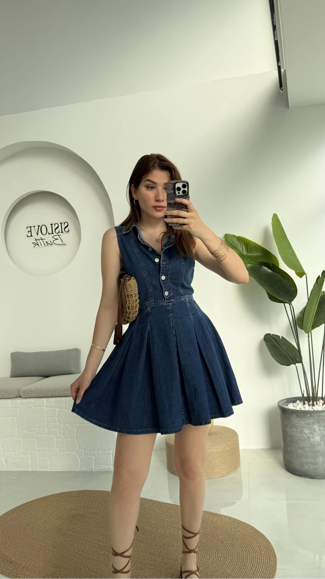 Los Denim Pileli Elbise
