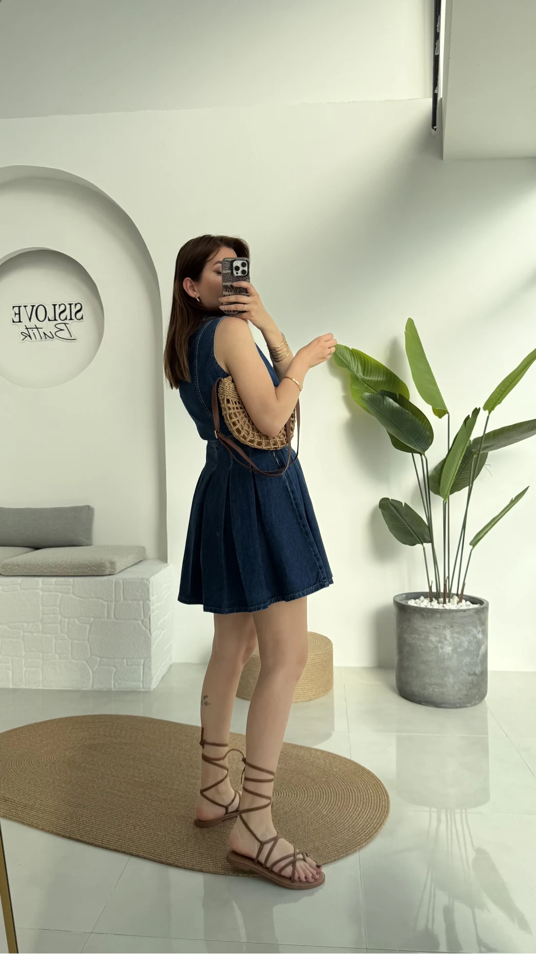 Los Denim Pileli Elbise