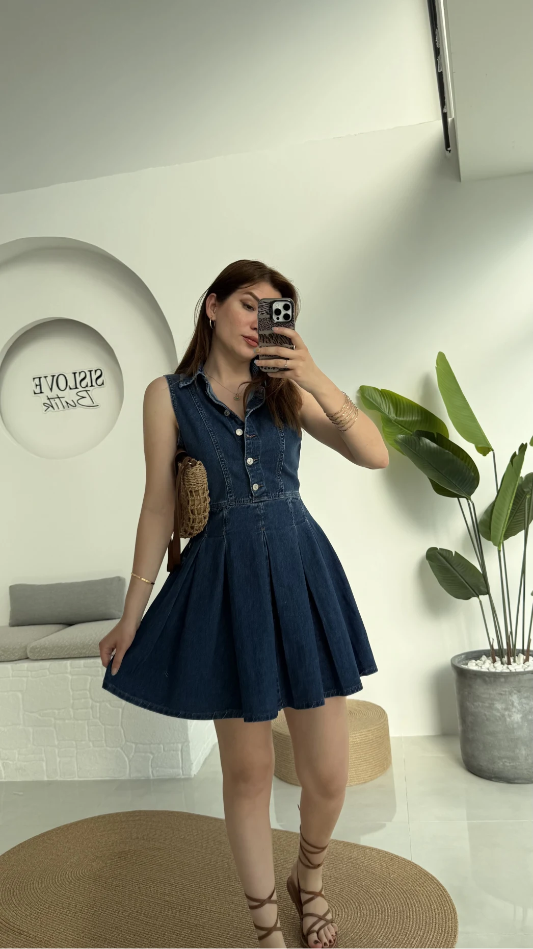 Los Denim Pileli Elbise