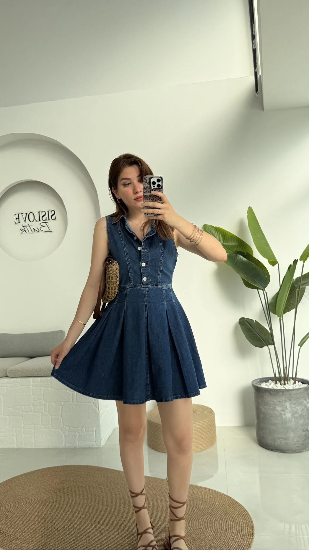 Los Denim Pileli Elbise