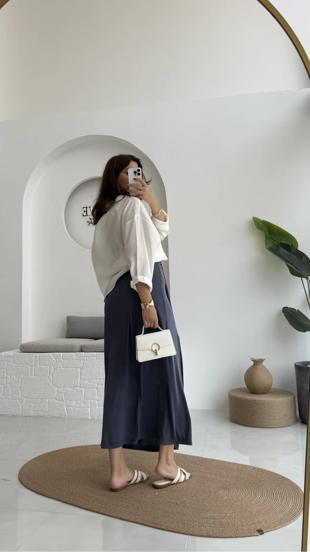 Lotus Yırtmaçlı Büzgülü Etek - İndigo - 3345