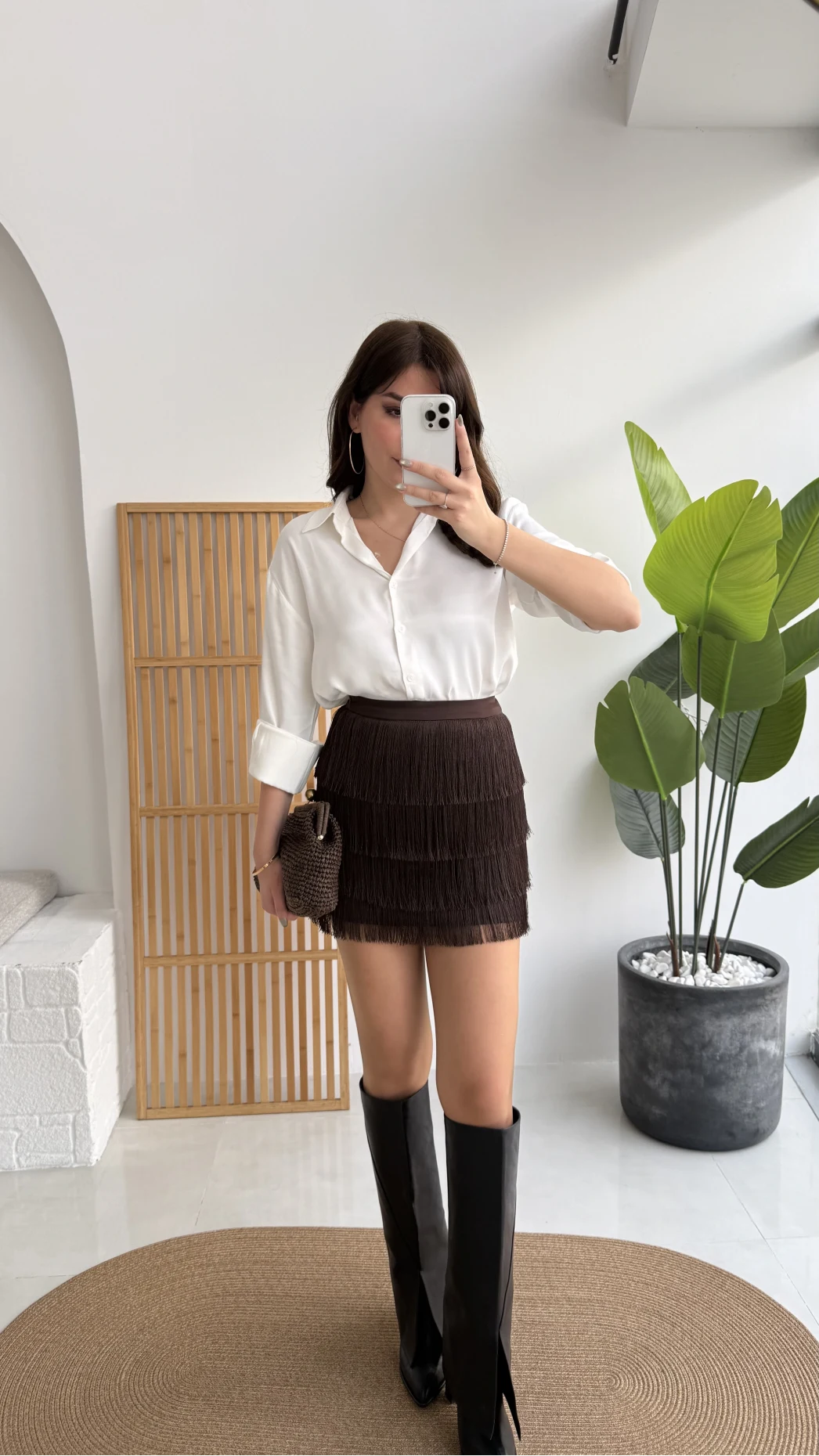 Louis Püsküllü Saten Etek - Acı Kahve - Kod: 3363