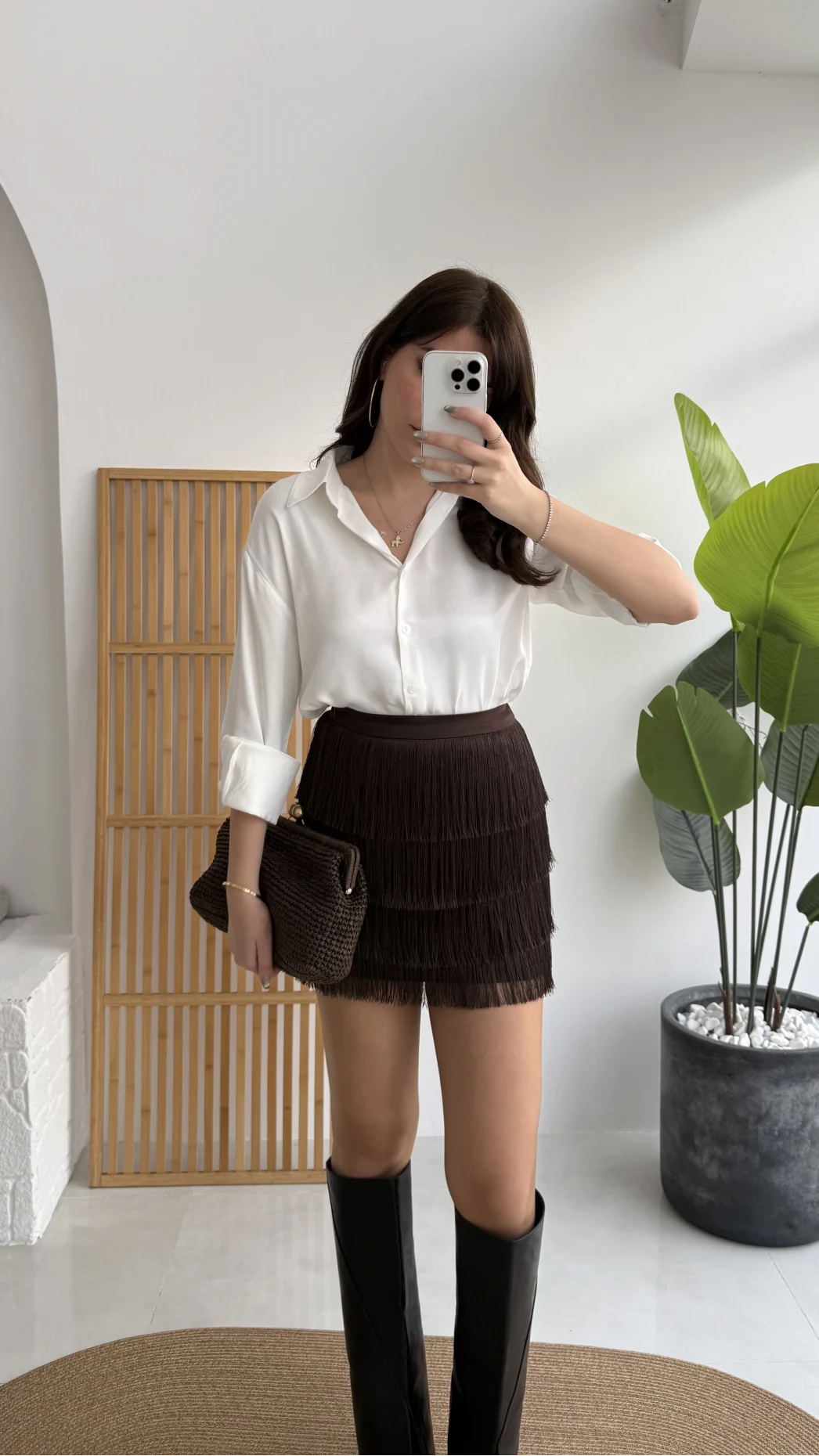 Louis Püsküllü Saten Etek - Acı Kahve - Kod: 3363